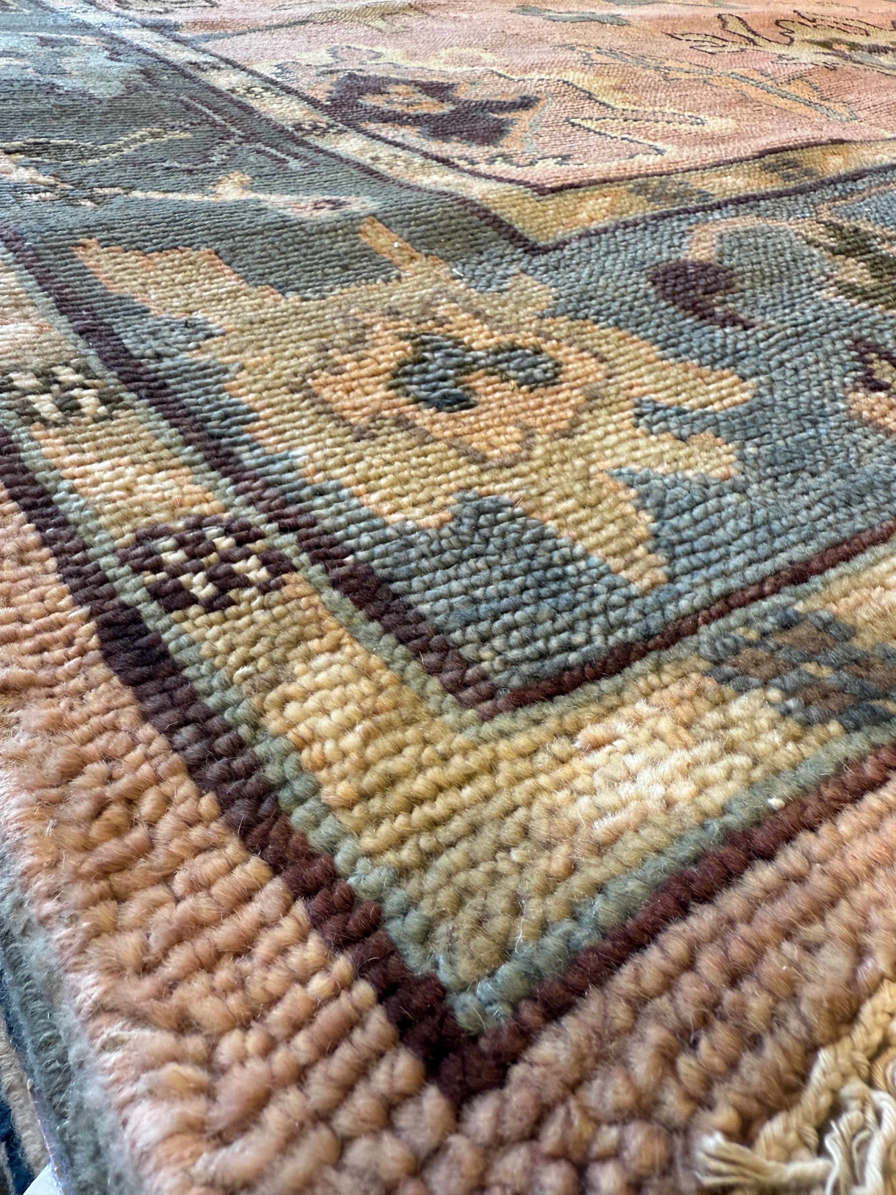 Elizabeth Hammer 8x10 Pink and Grey Hand-Knotted Oushak Rug