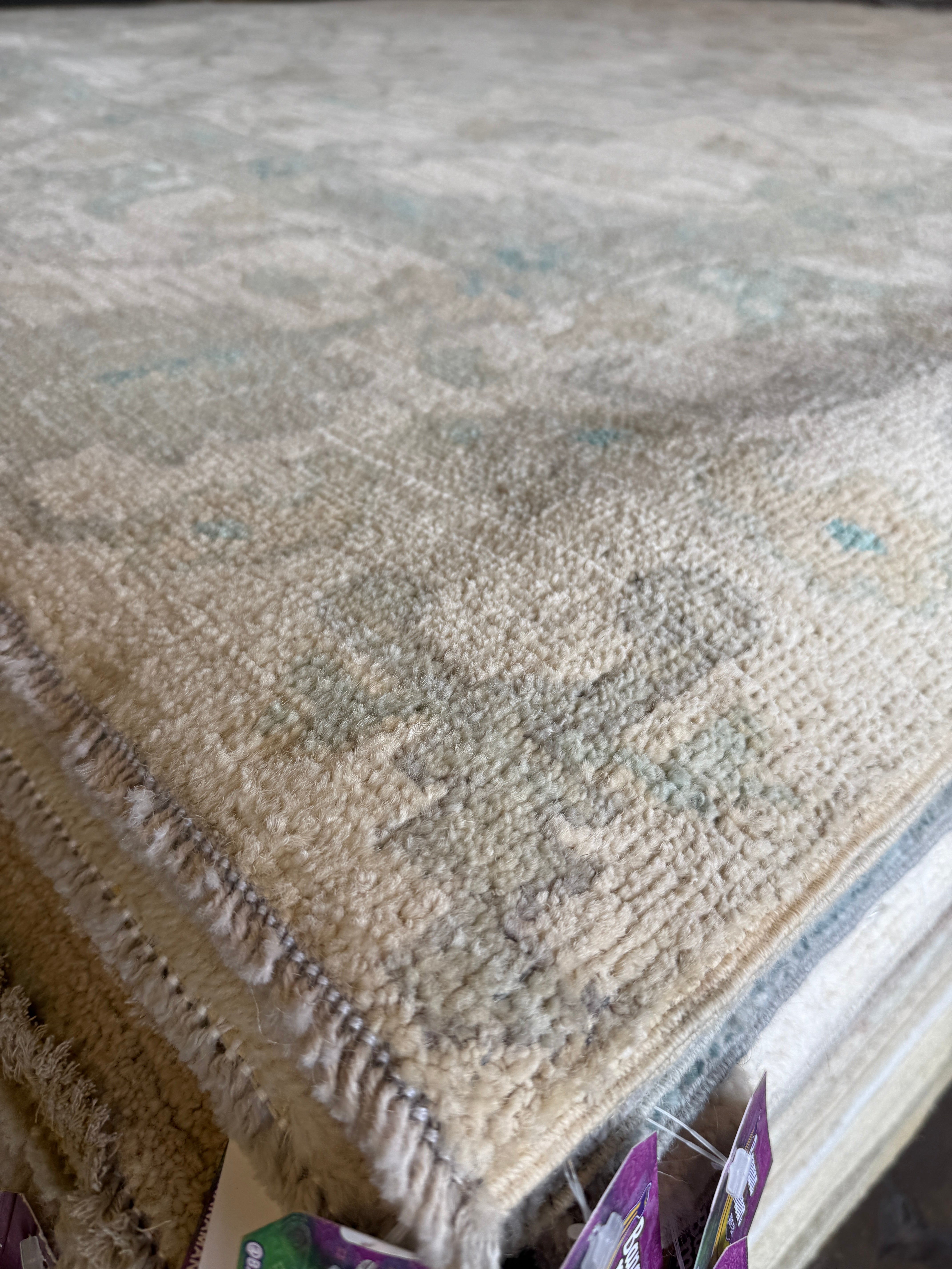 Paige Herschell 9.1x12.1 Blue & Cream Afghani Whitewashed Oushak