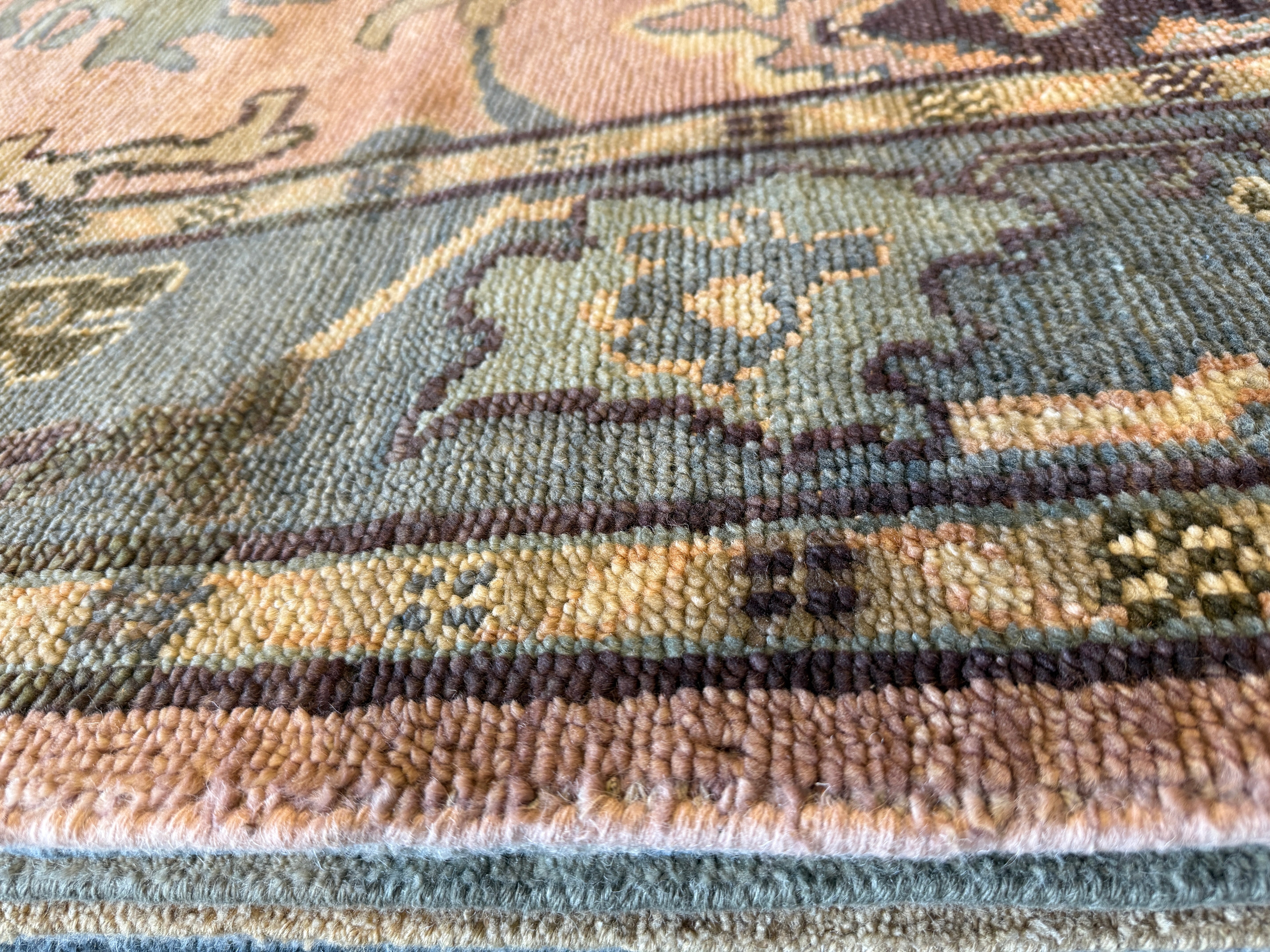 Elizabeth Hammer 8x10 Pink and Grey Hand-Knotted Oushak Rug