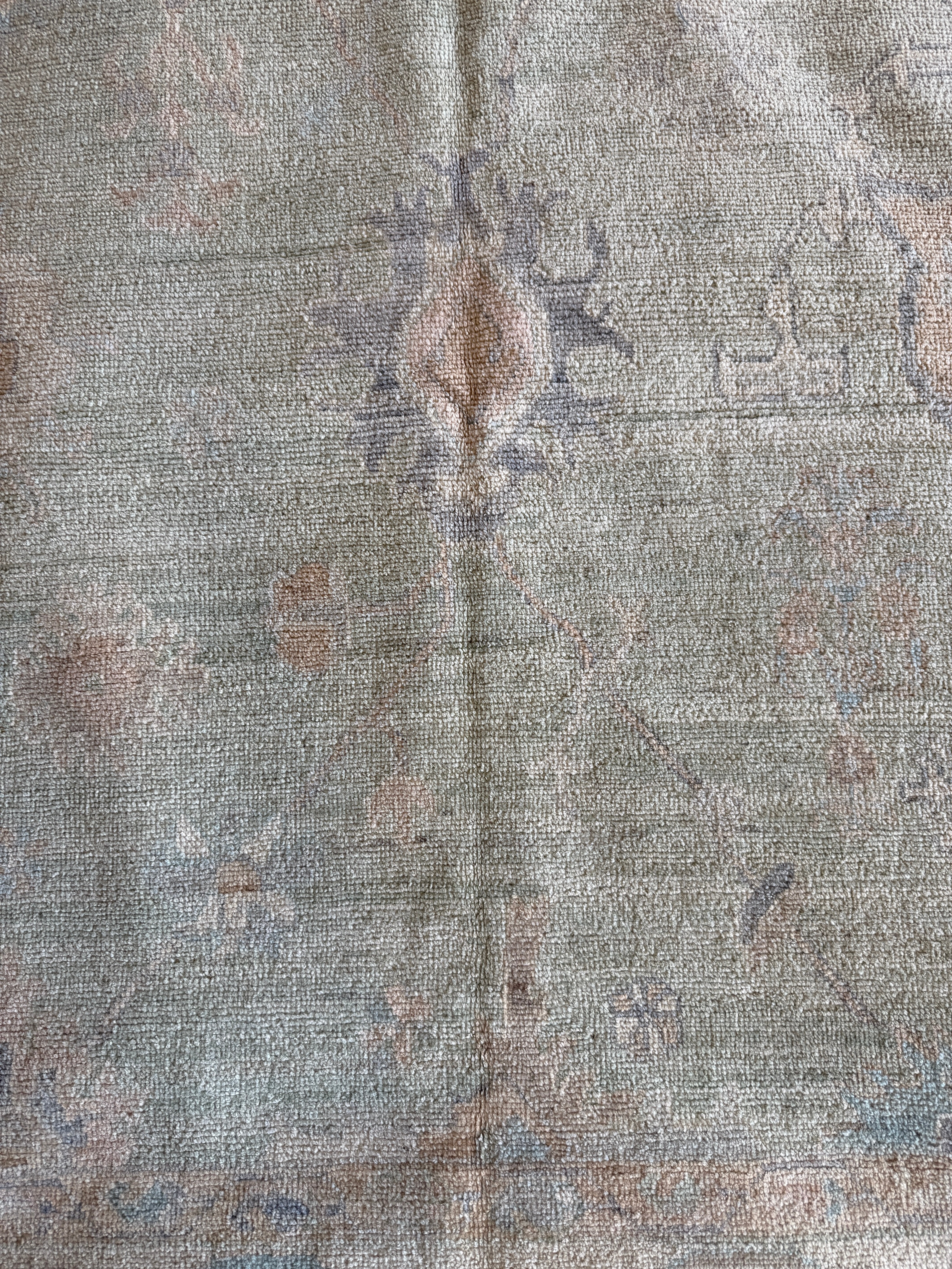 Karen Izaguirre 9.2x12.2 Cream & Green Afghani Whitewashed Oushak