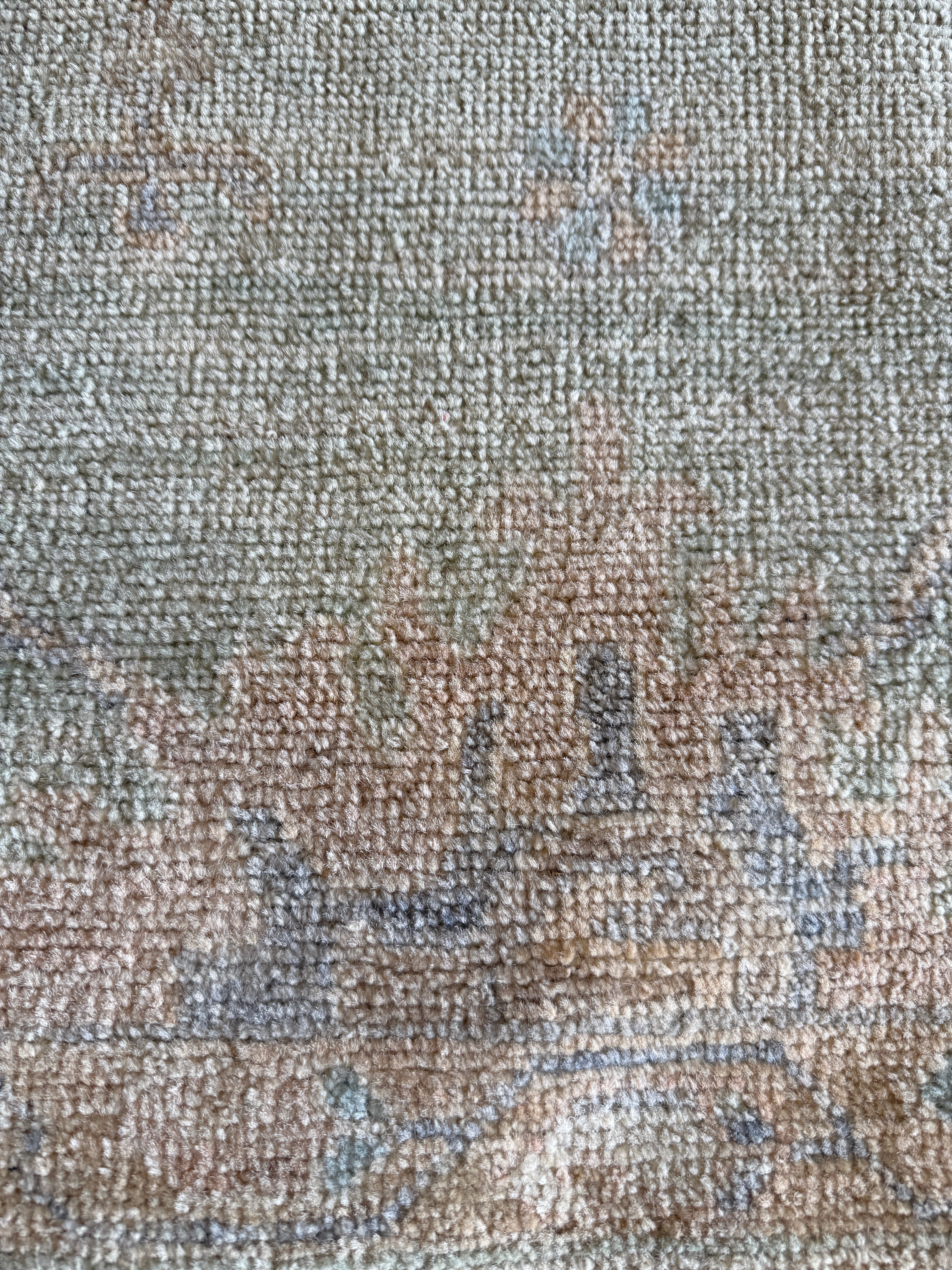 Karen Izaguirre 9.2x12.2 Cream & Green Afghani Whitewashed Oushak