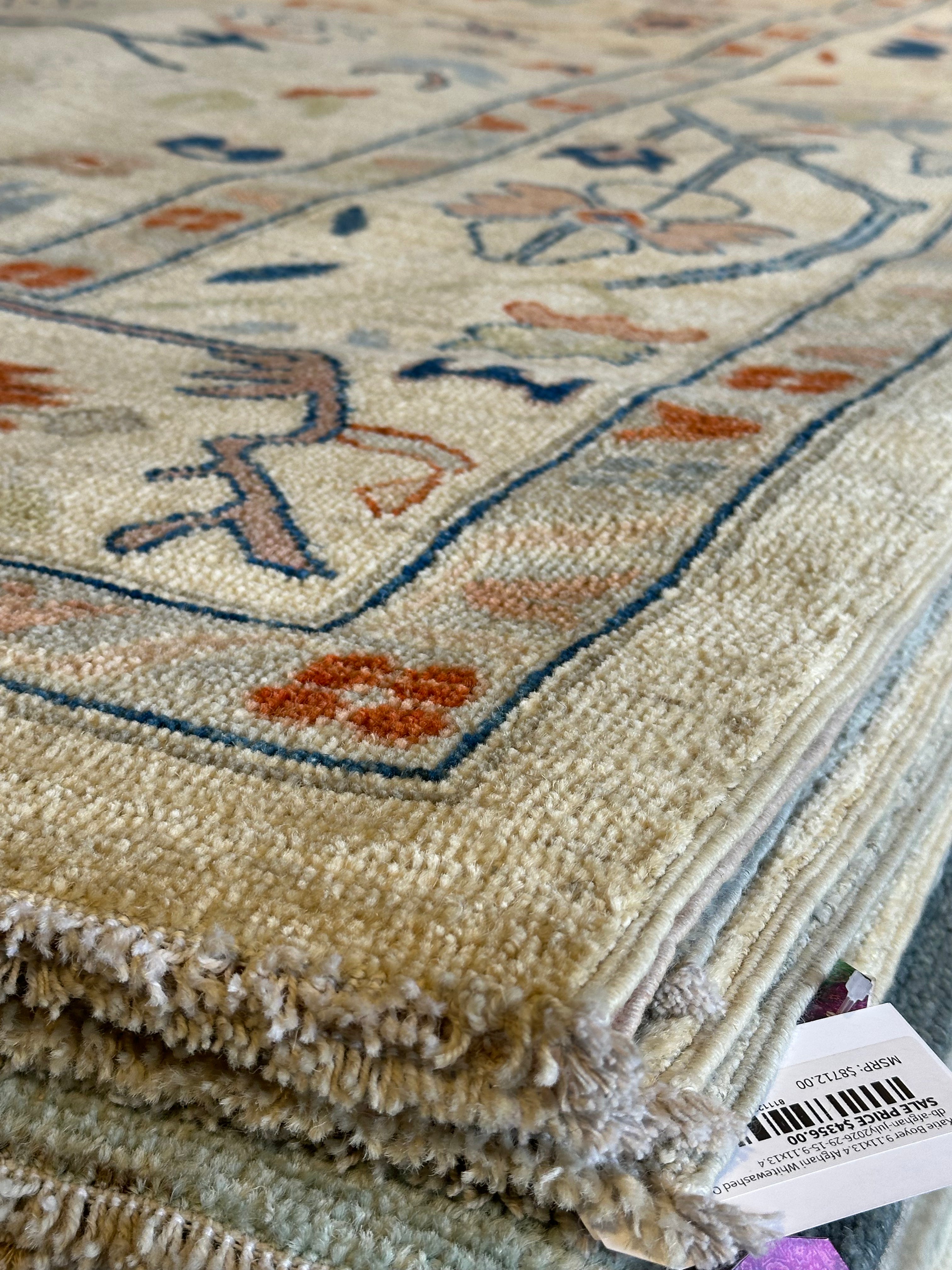 Maya Griffin 9.11x13.9 Afghani Whitewashed Oushak