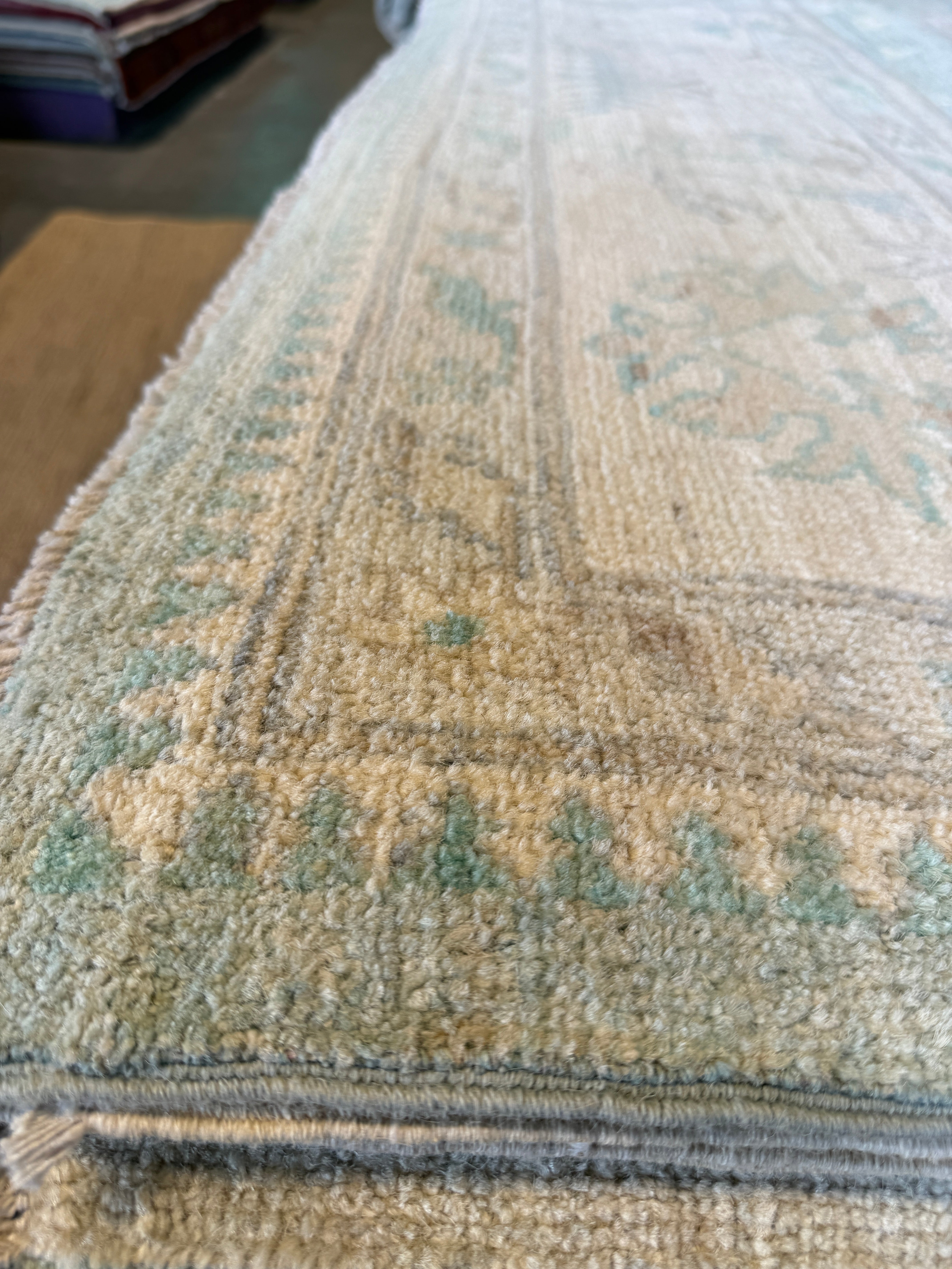 Michelle Lee 9.11x13.9 Blue Afghani Whitewashed Oushak