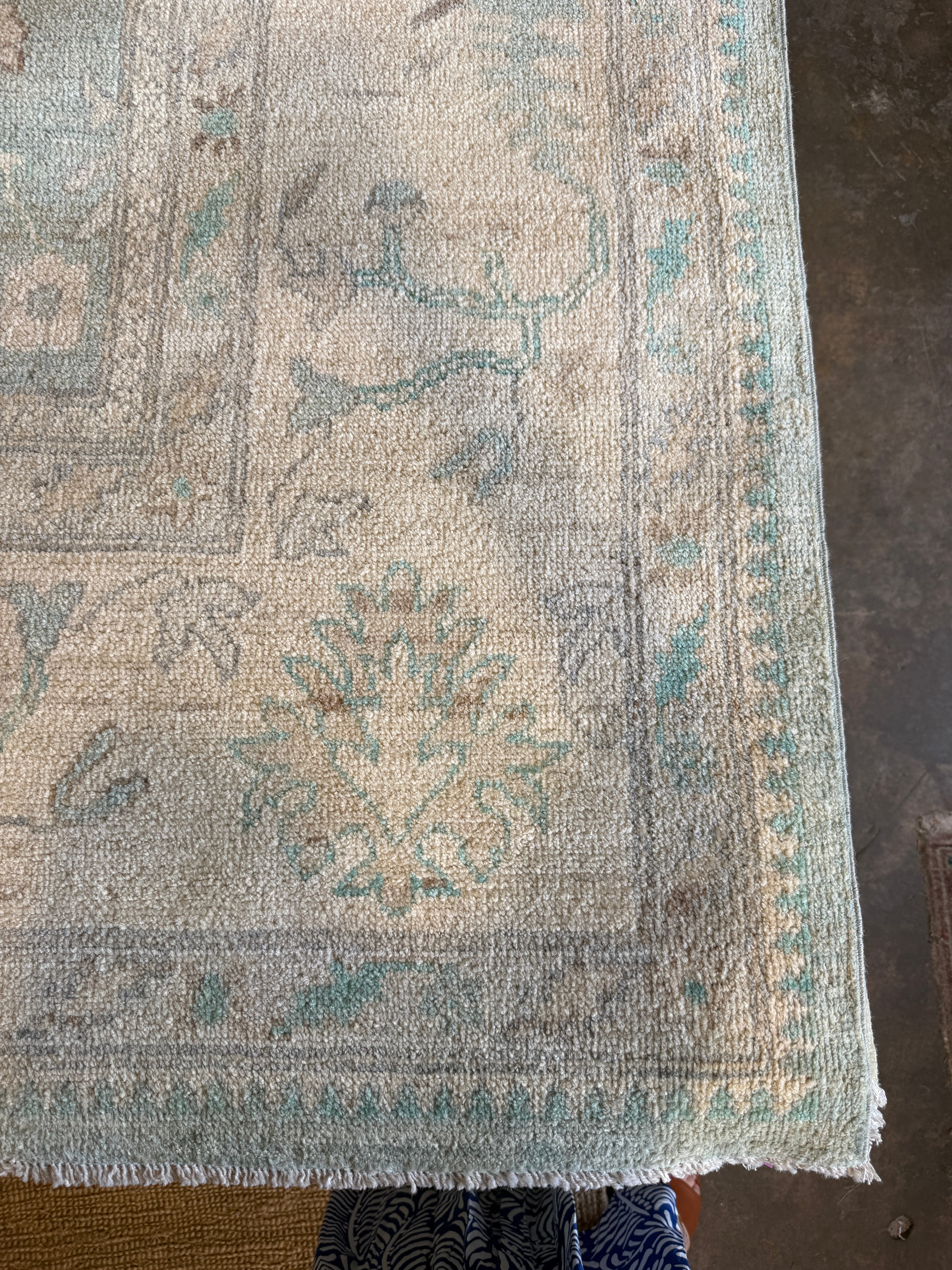 Michelle Lee 9.11x13.9 Blue Afghani Whitewashed Oushak