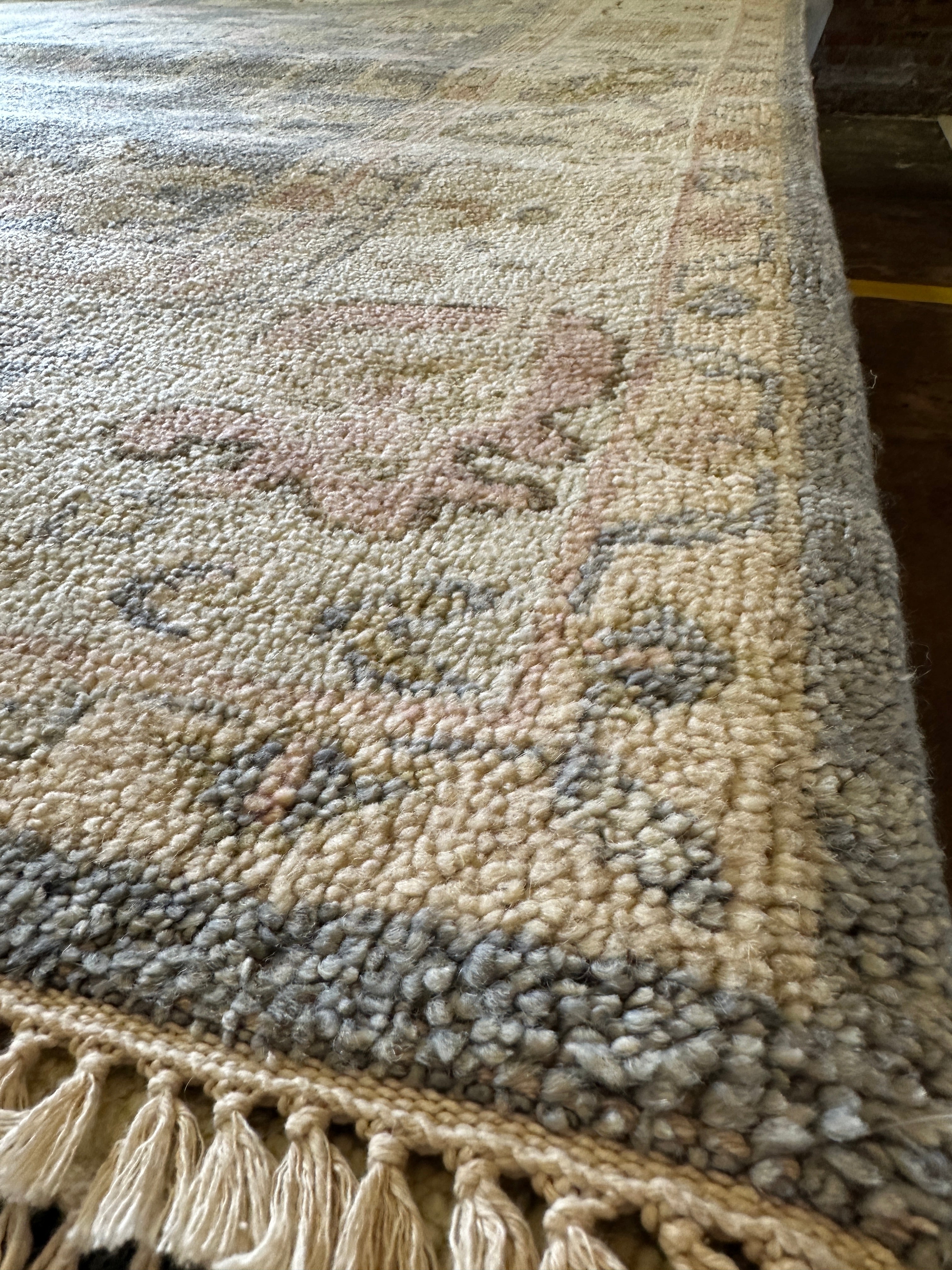 Kim Lankford 9x11.9 Grey & Tan Hand-Knotted Oushak