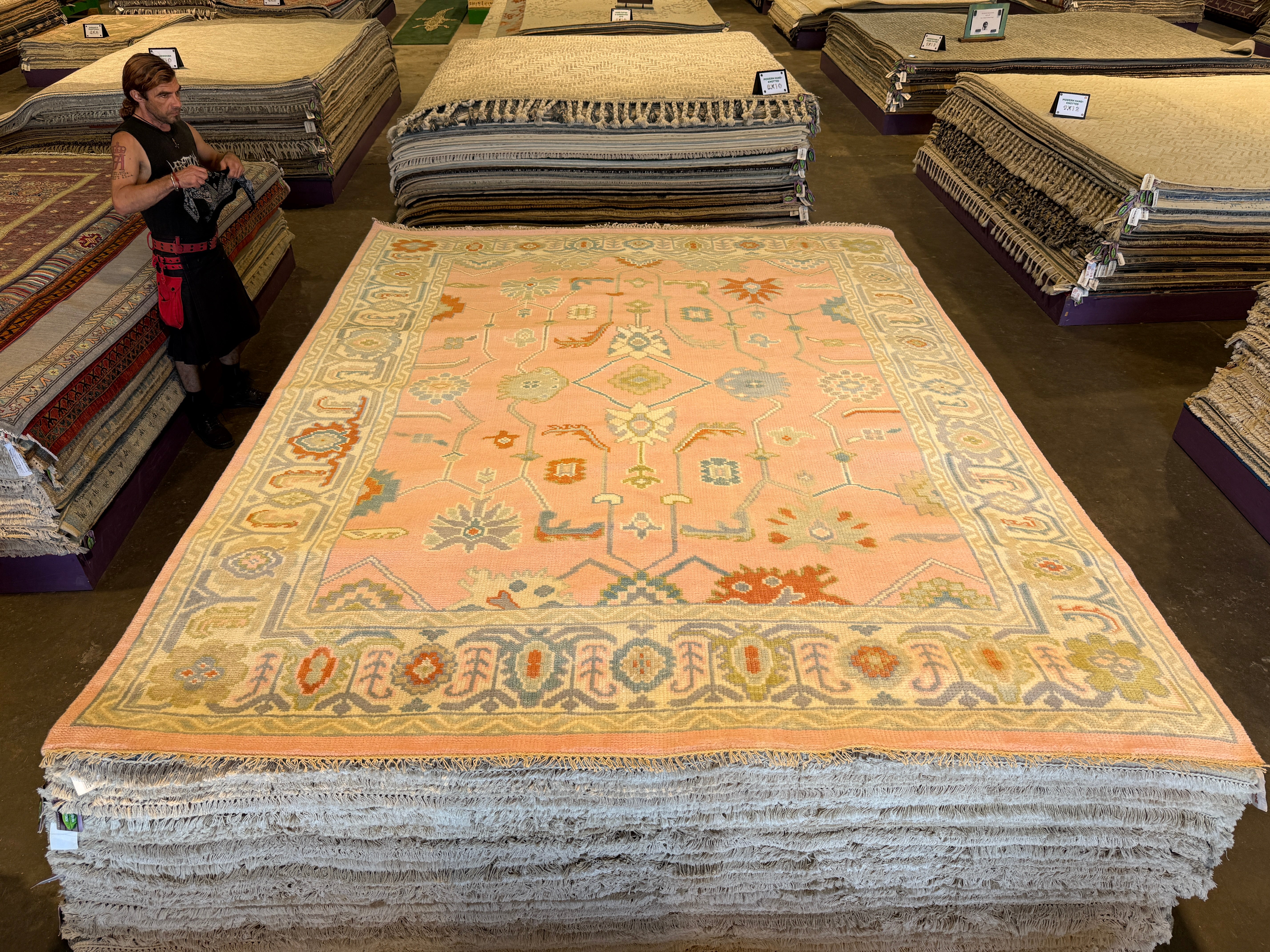 Hilary McCormack 8x10 Pink Hand-Knotted Oushak