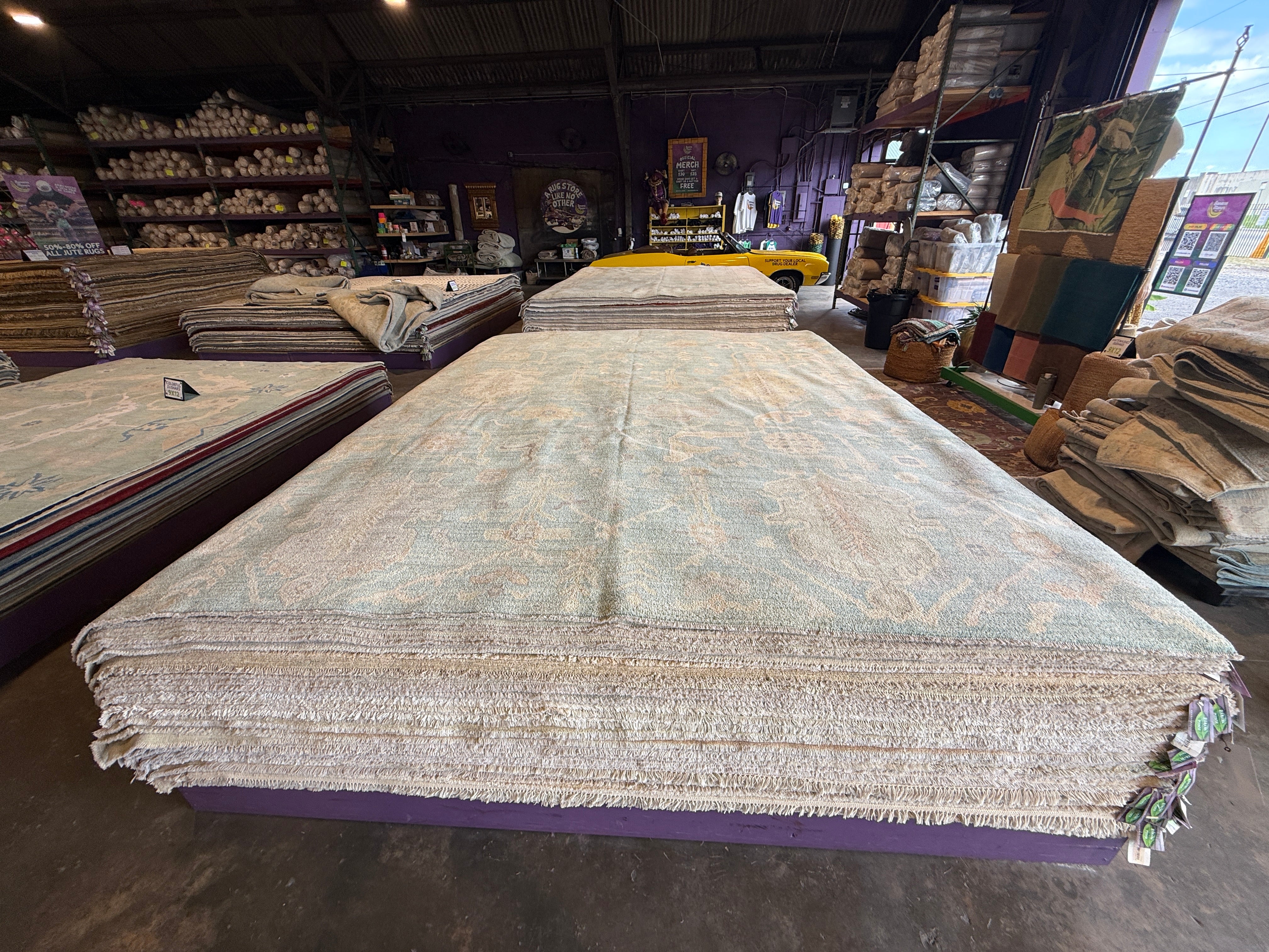 Angela Weintraub 9.3x11.11 Blue Afghani Whitewashed Oushak