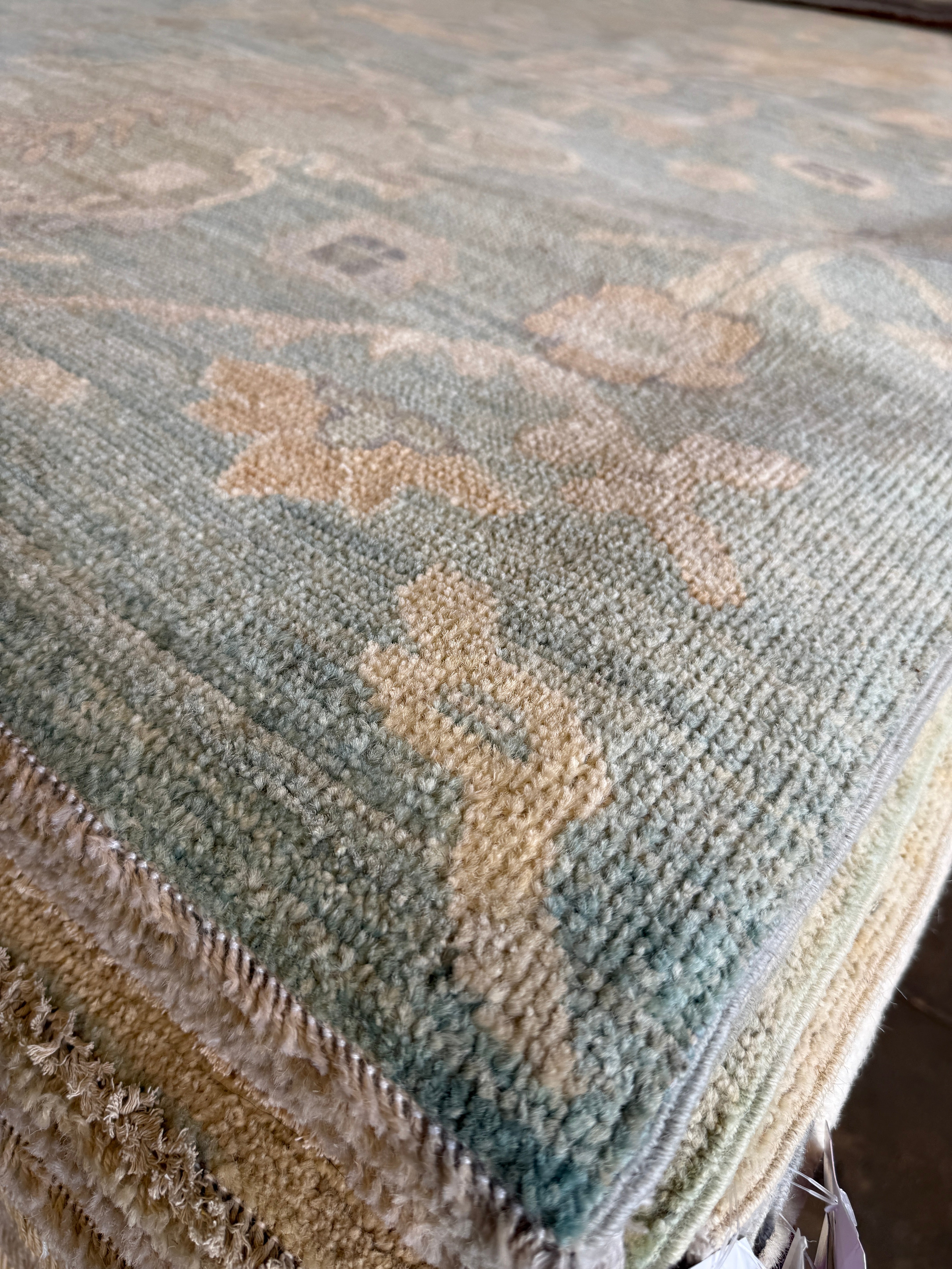 Angela Weintraub 9.3x11.11 Blue Afghani Whitewashed Oushak