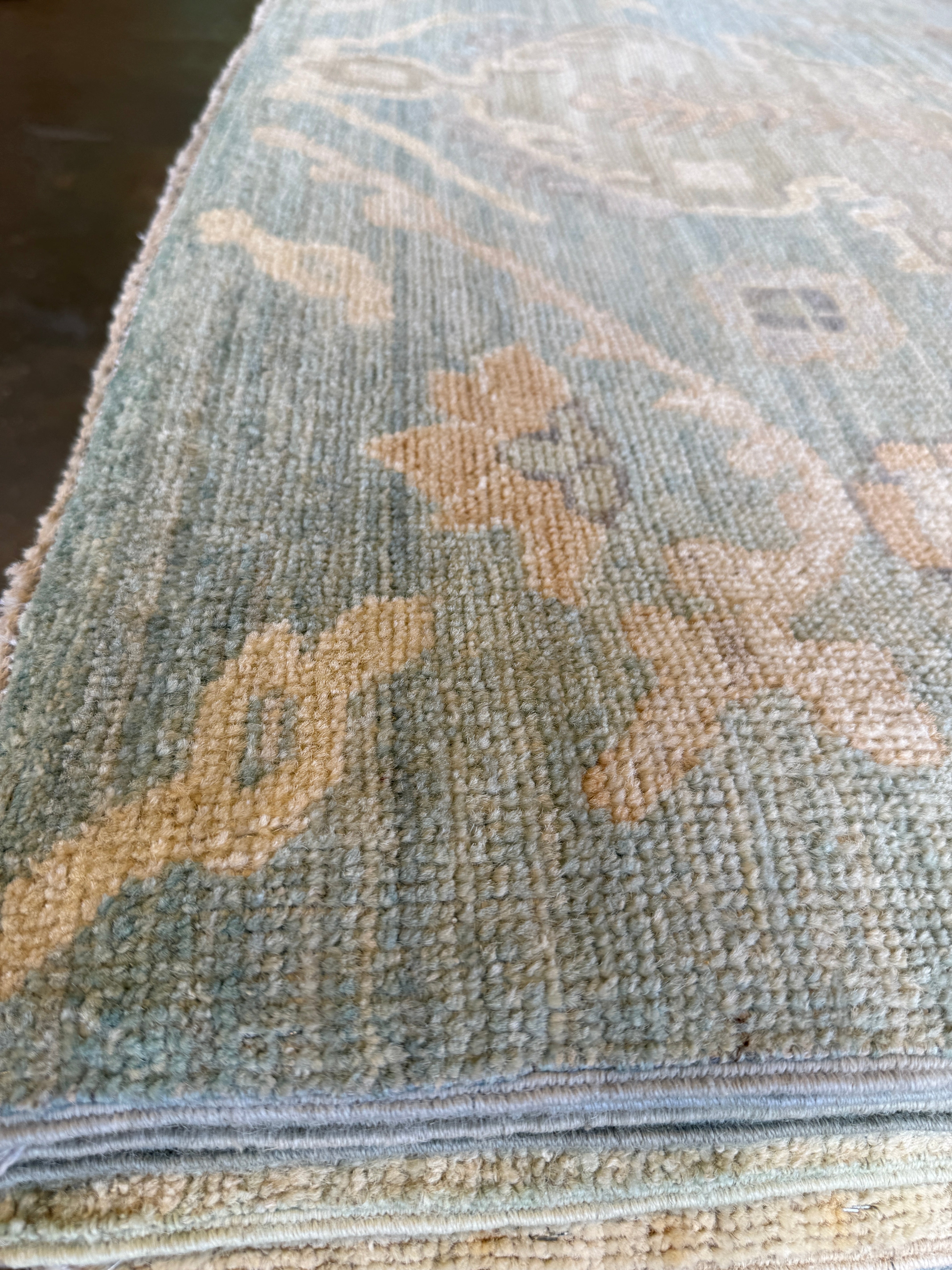 Angela Weintraub 9.3x11.11 Blue Afghani Whitewashed Oushak