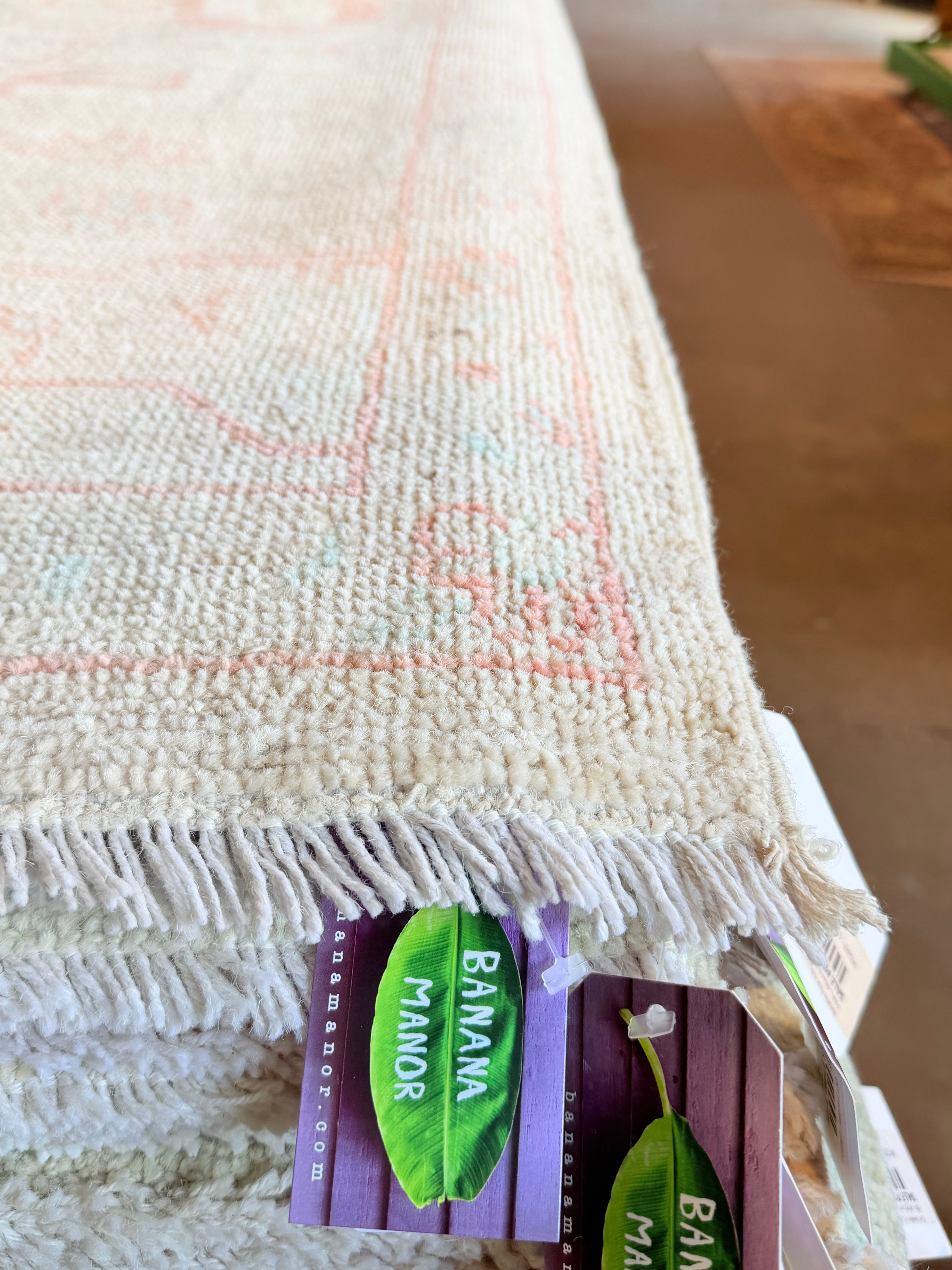 Harriet Garcia 8.11x11.11 Pink and Blue Afghani Whitewashed Oushak