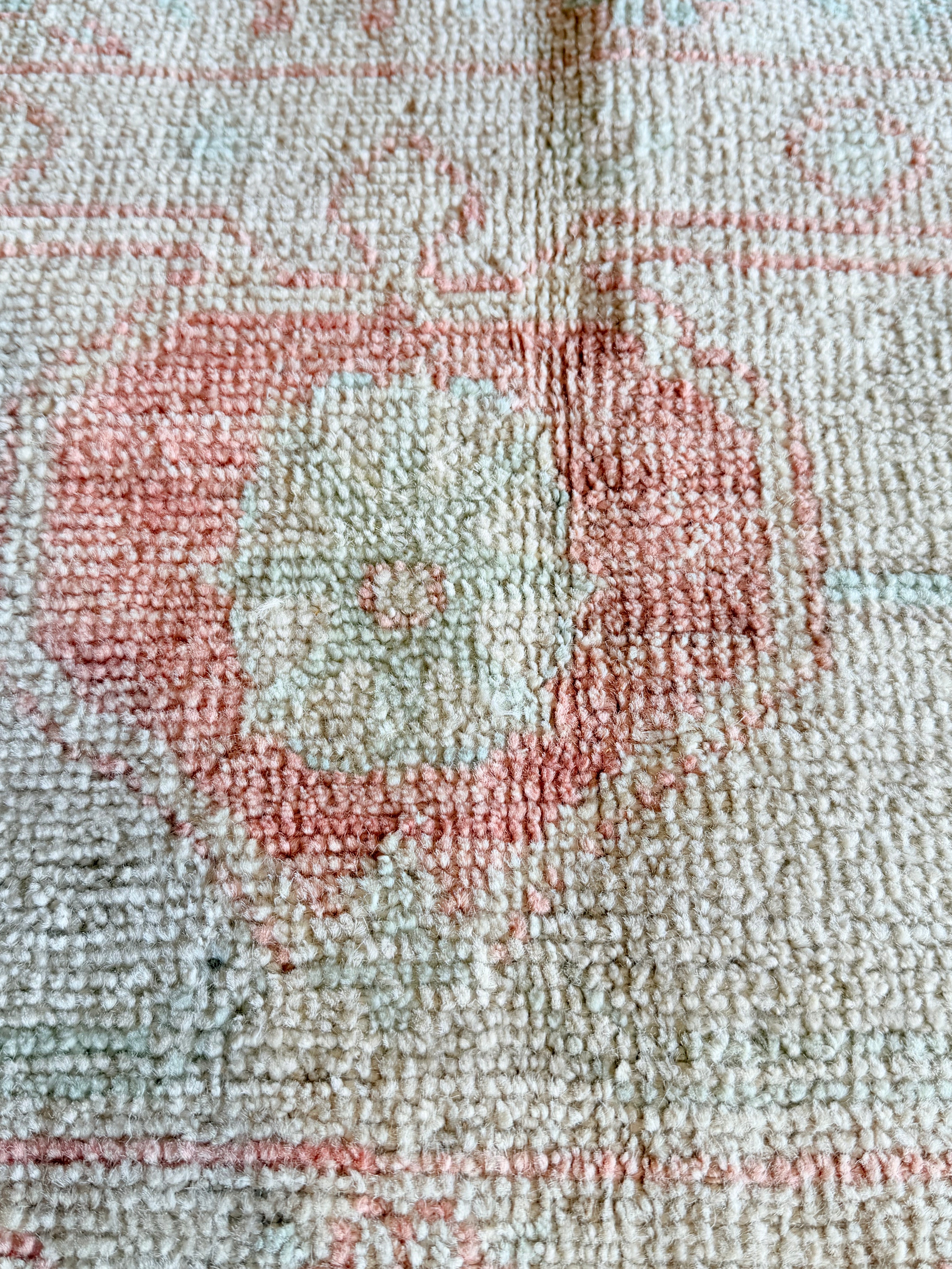 Harriet Garcia 8.11x11.11 Pink and Blue Afghani Whitewashed Oushak