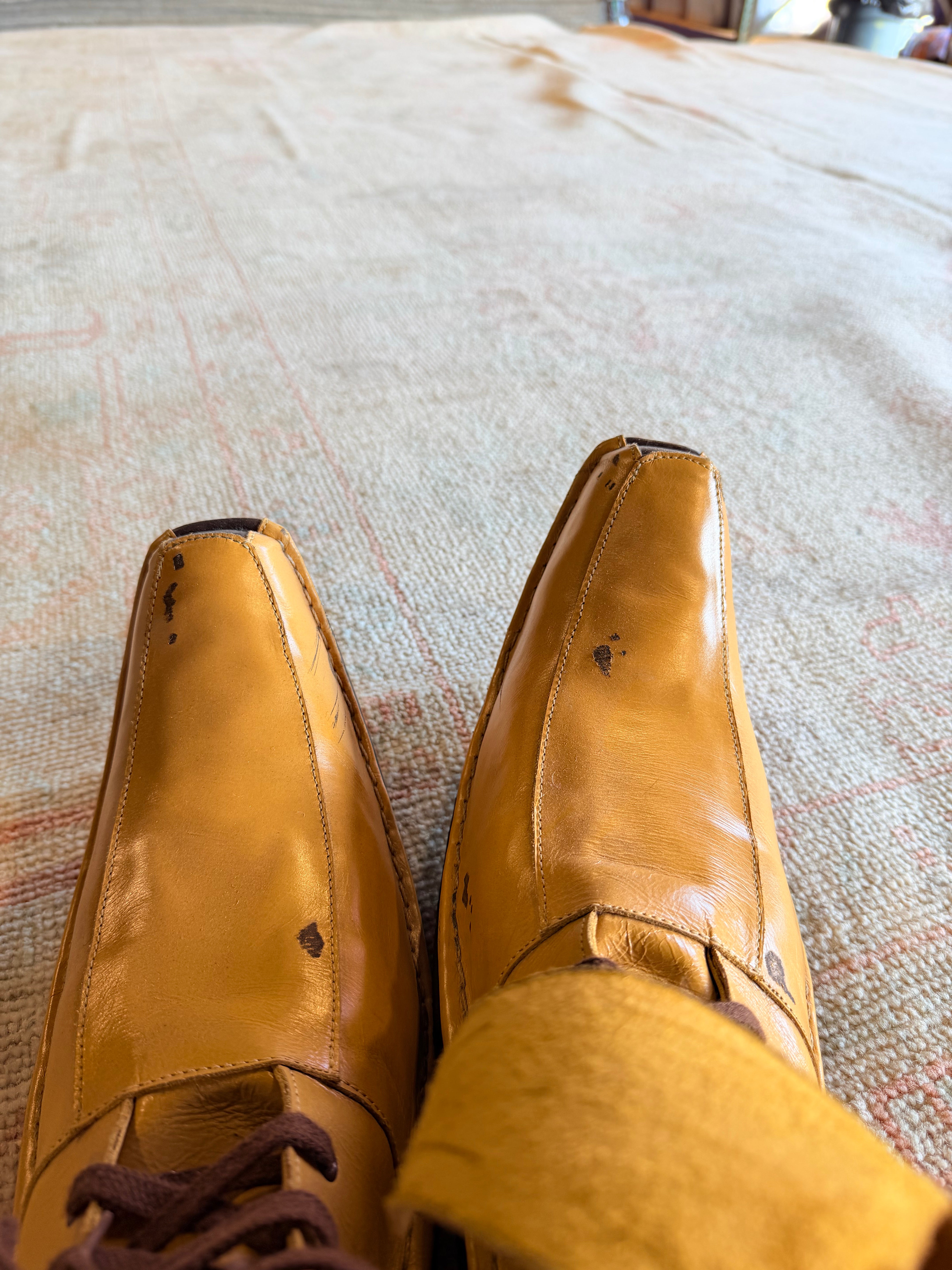 Harriet Garcia 8.11x11.11 Pink and Blue Afghani Whitewashed Oushak