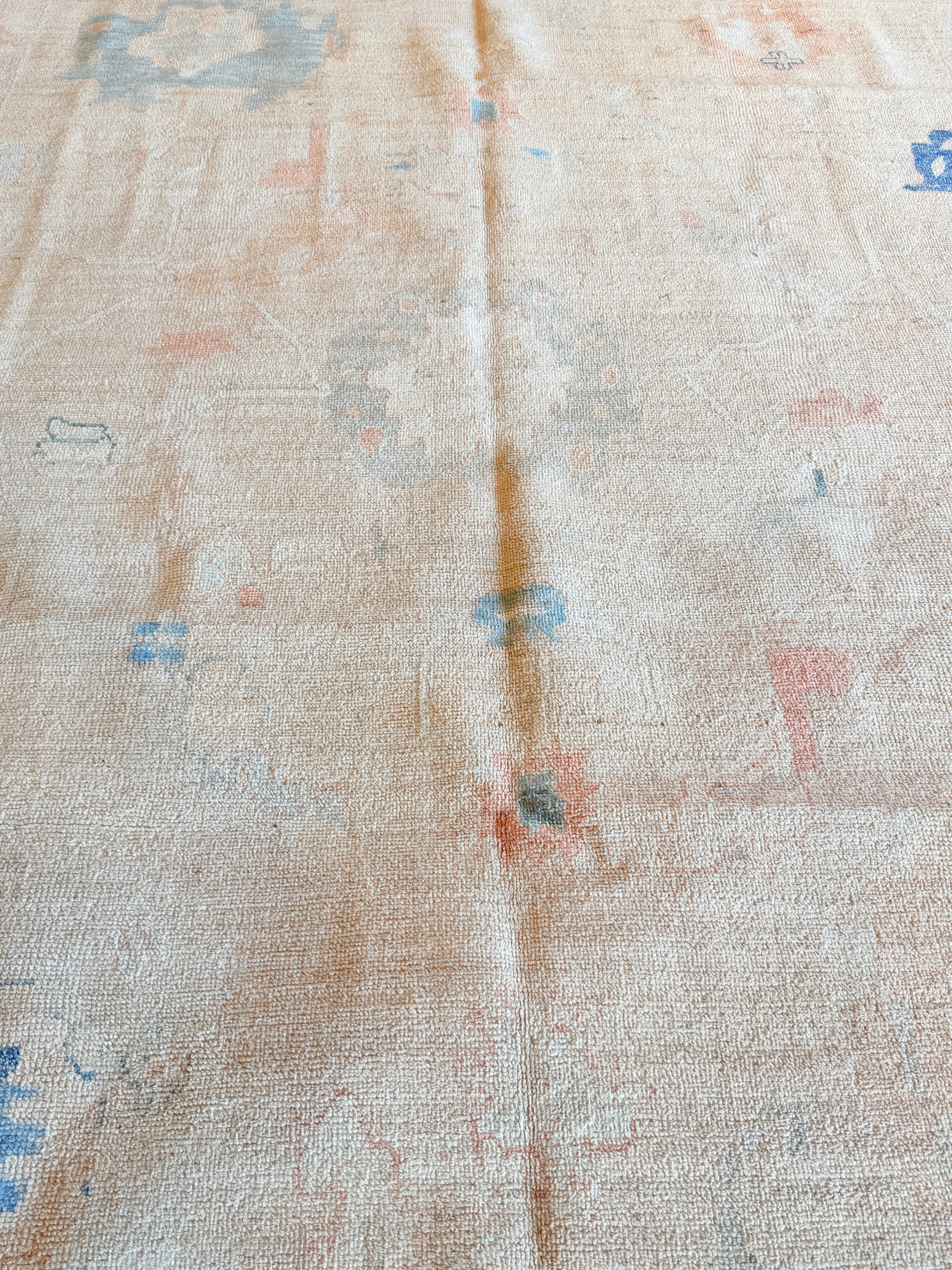 Anne Mayfair 8.1x12.4 Pink and Blue Afghani Whitewashed Oushak