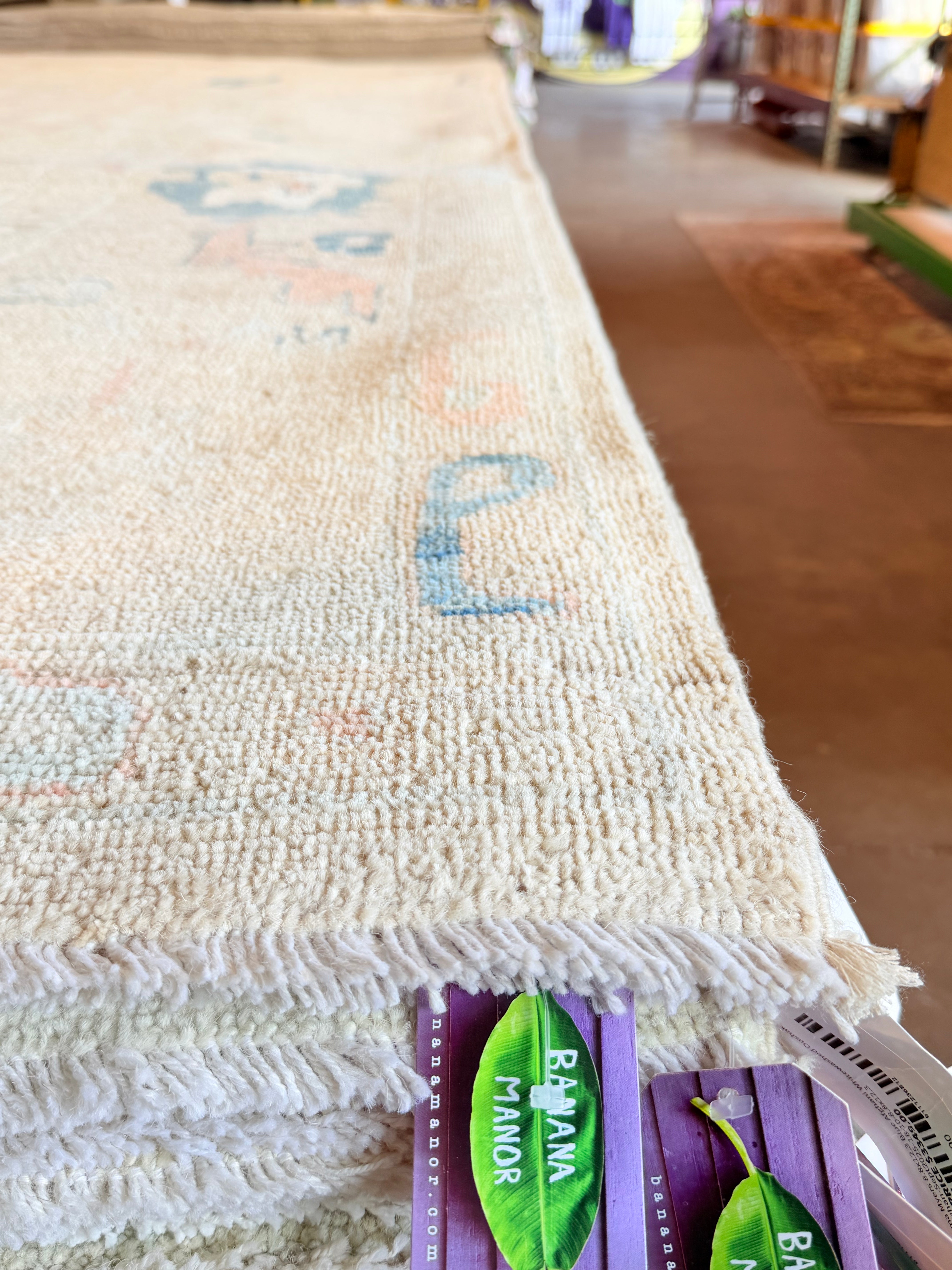 Anne Mayfair 8.1x12.4 Pink and Blue Afghani Whitewashed Oushak