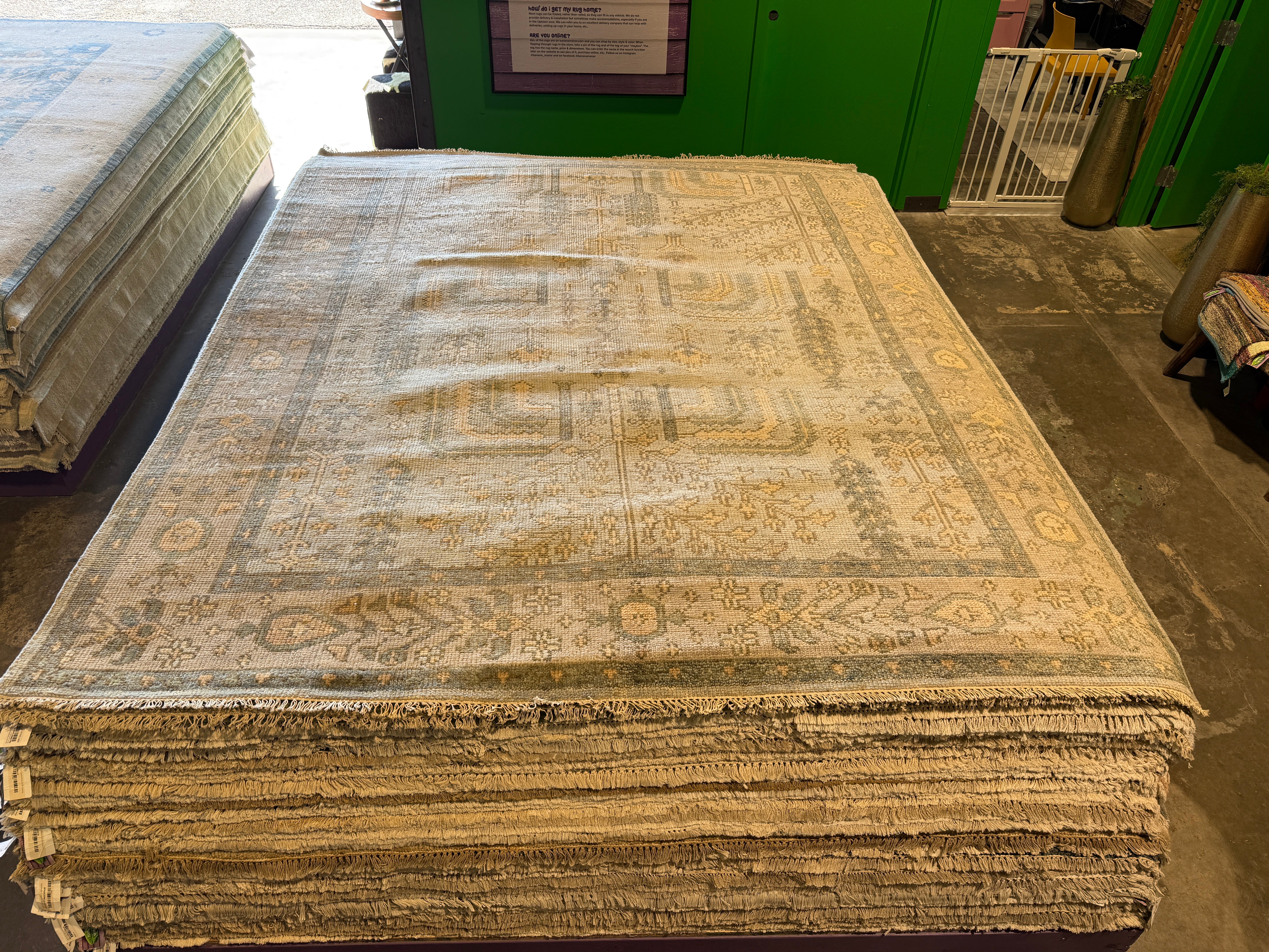 Michelle Ruben 8x10 Grey Hand-Knotted Oushak Rug