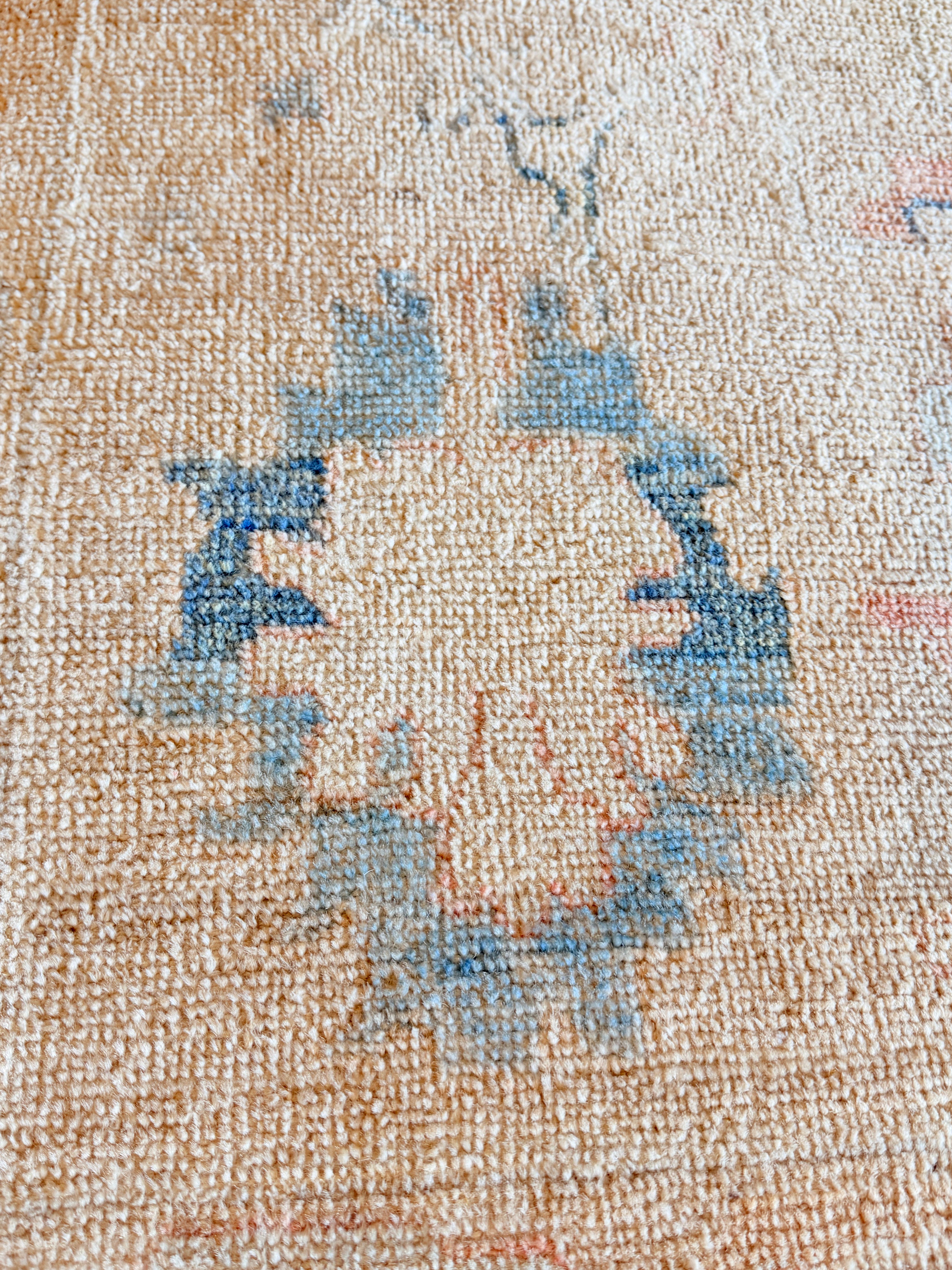 Anne Mayfair 8.1x12.4 Pink and Blue Afghani Whitewashed Oushak