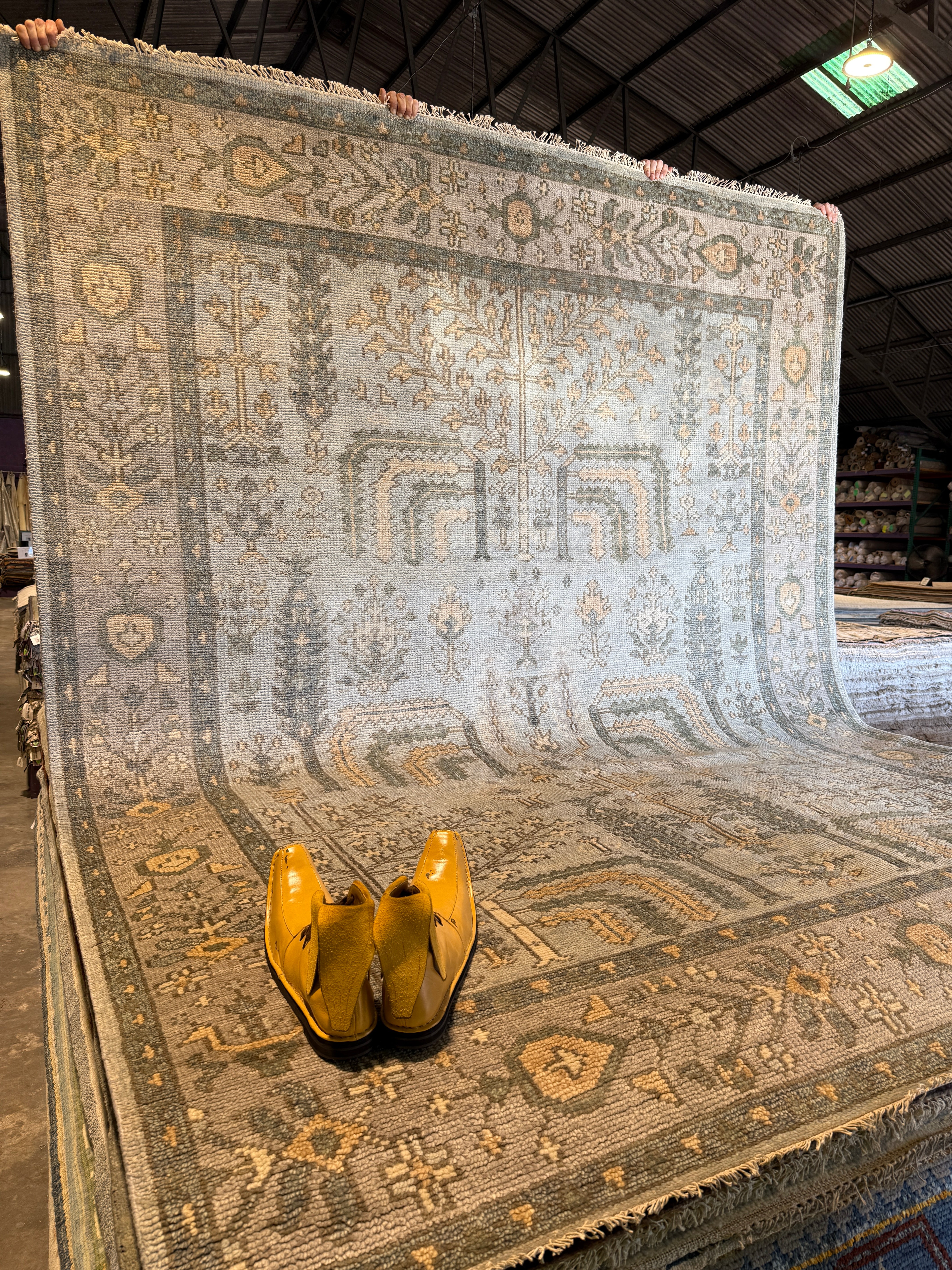 Michelle Ruben 8x10 Grey Hand-Knotted Oushak Rug