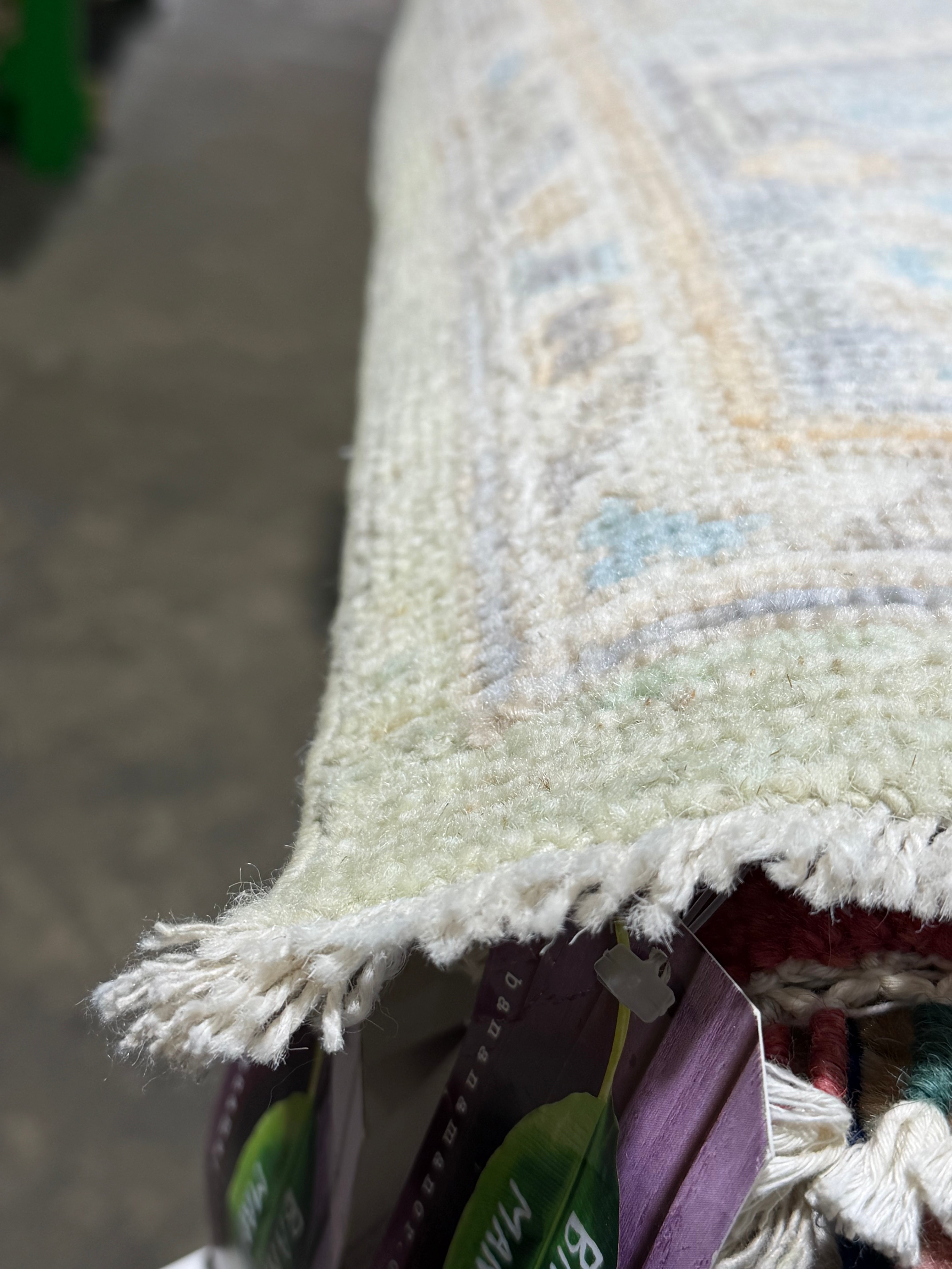 Yvette 3.1x4.11 Green and Blue Afghani Whitewashed Oushak