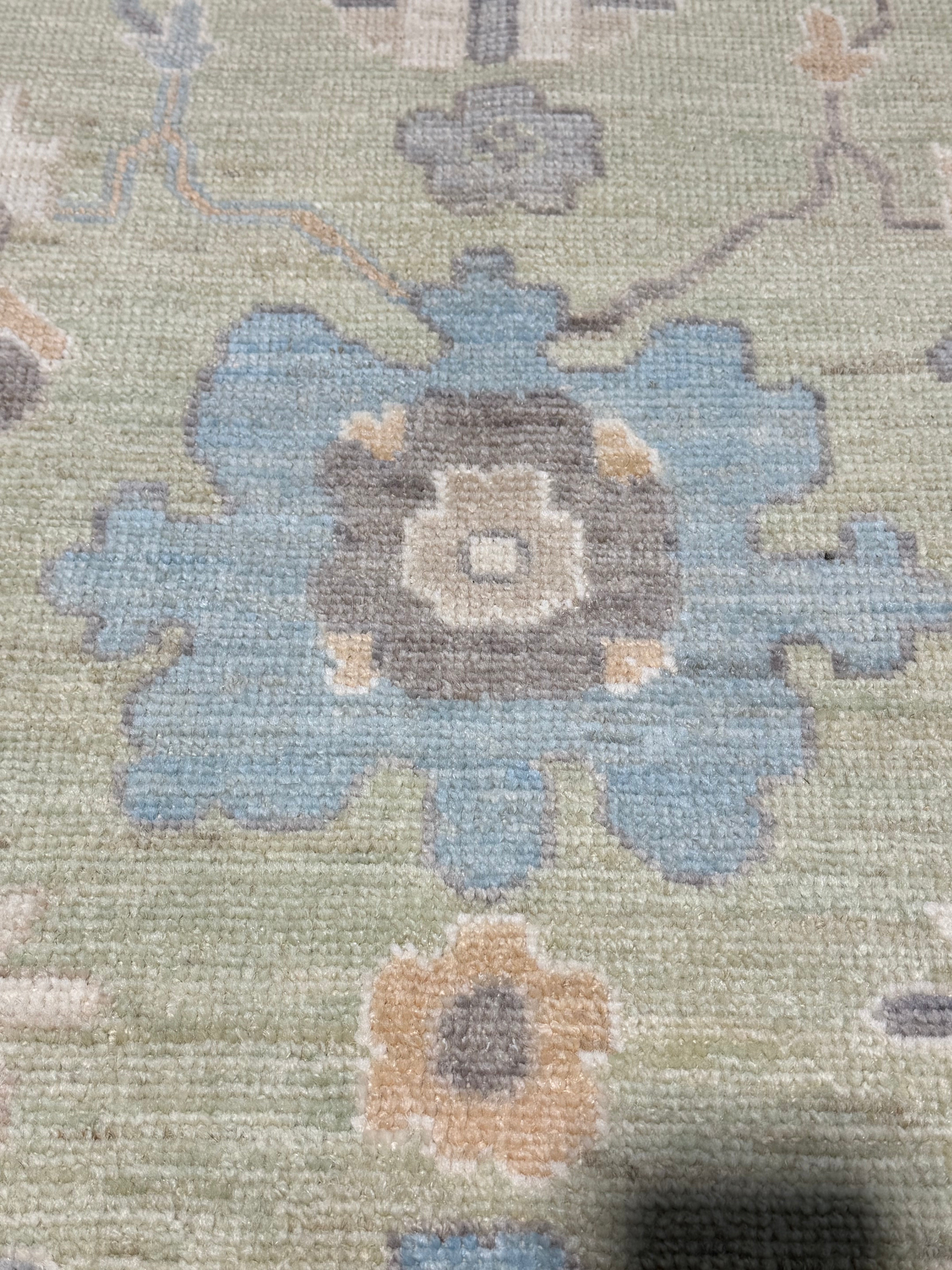 Yvette 3.1x4.11 Green and Blue Afghani Whitewashed Oushak