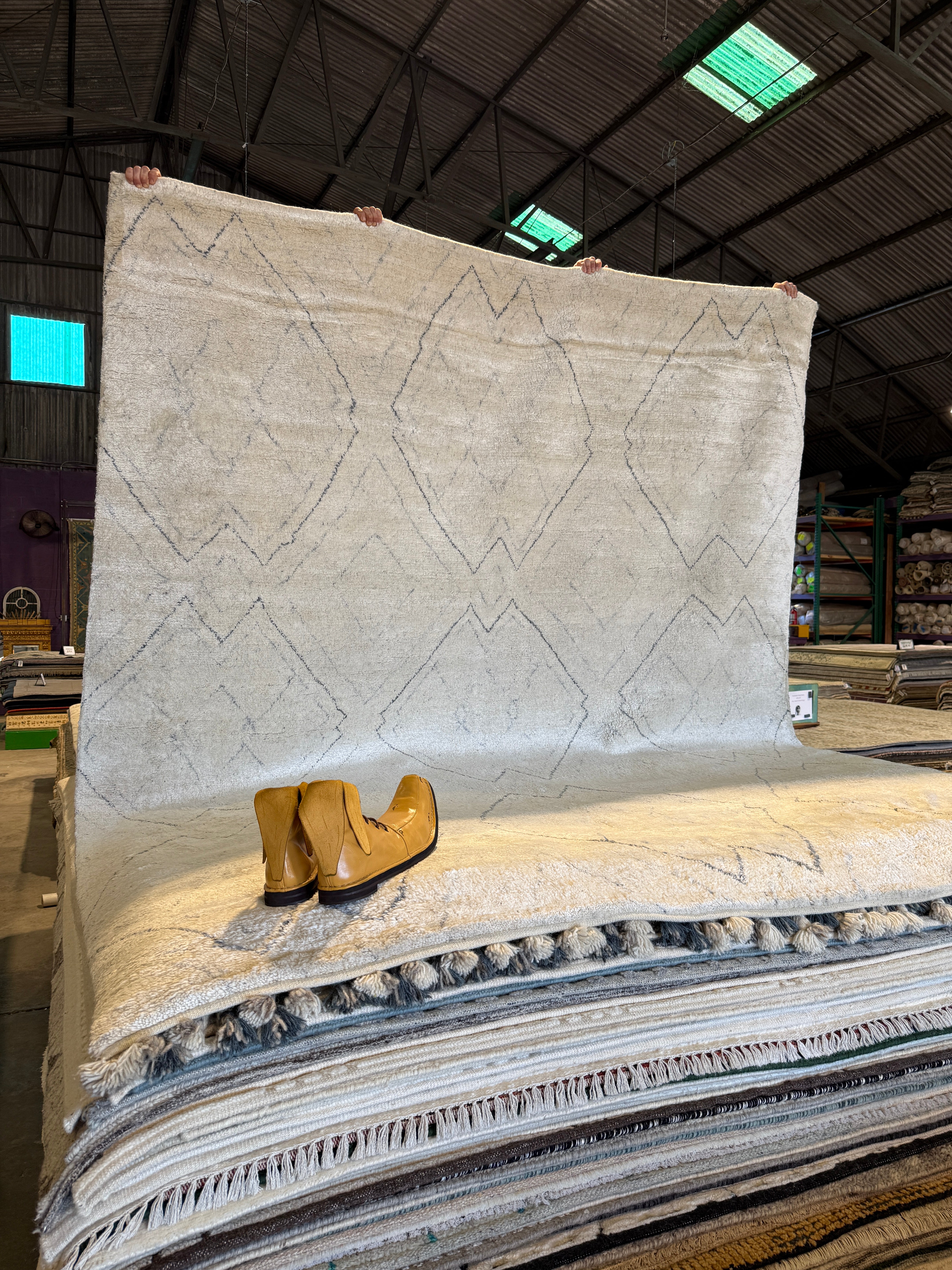Peter Gadiot 8.3x10 Ivory Hand-Knotted Moroccan Style Rug
