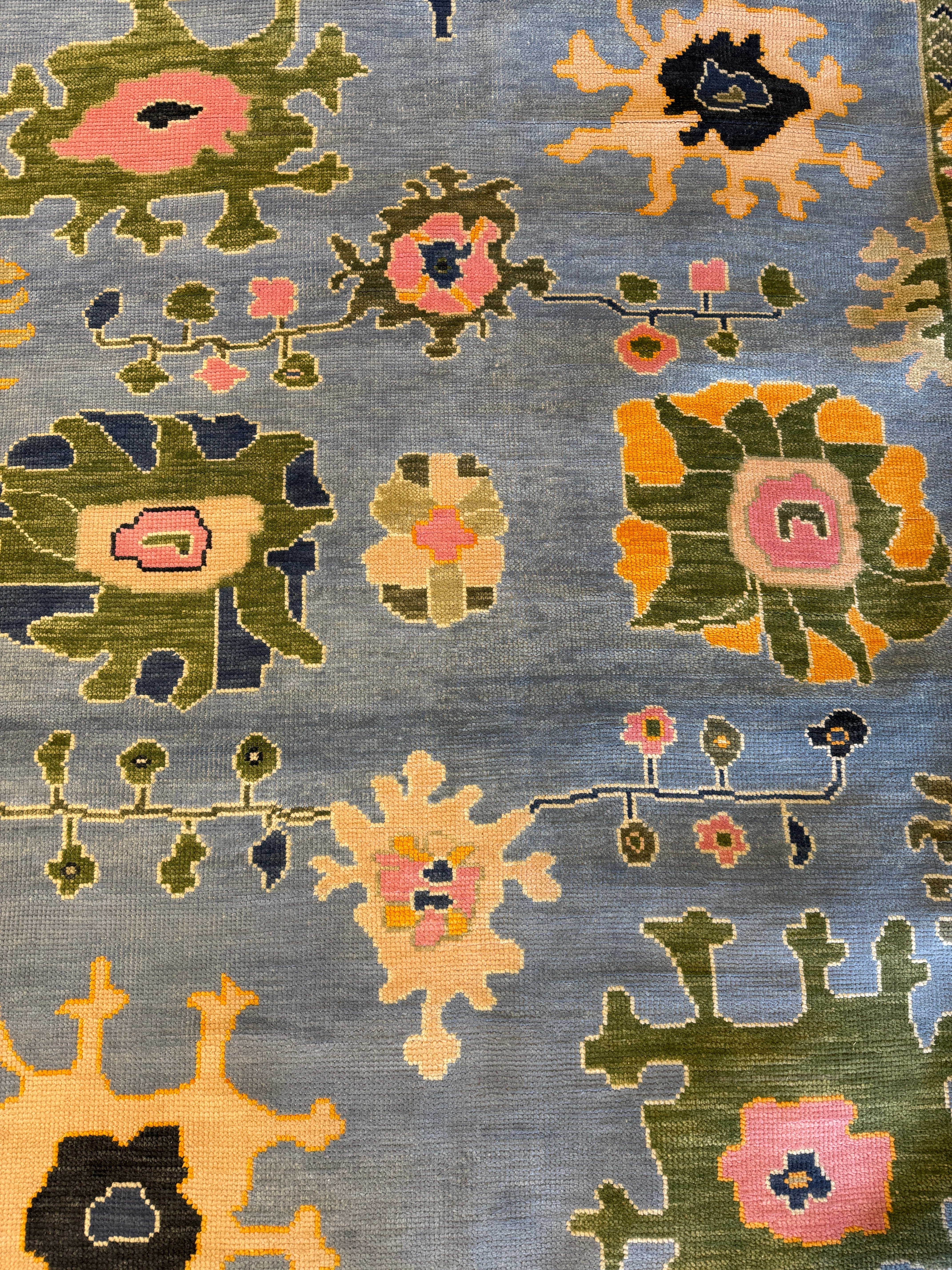 Jill Ireland 8.3x10 Blue & Beige Hand-Knotted Oushak