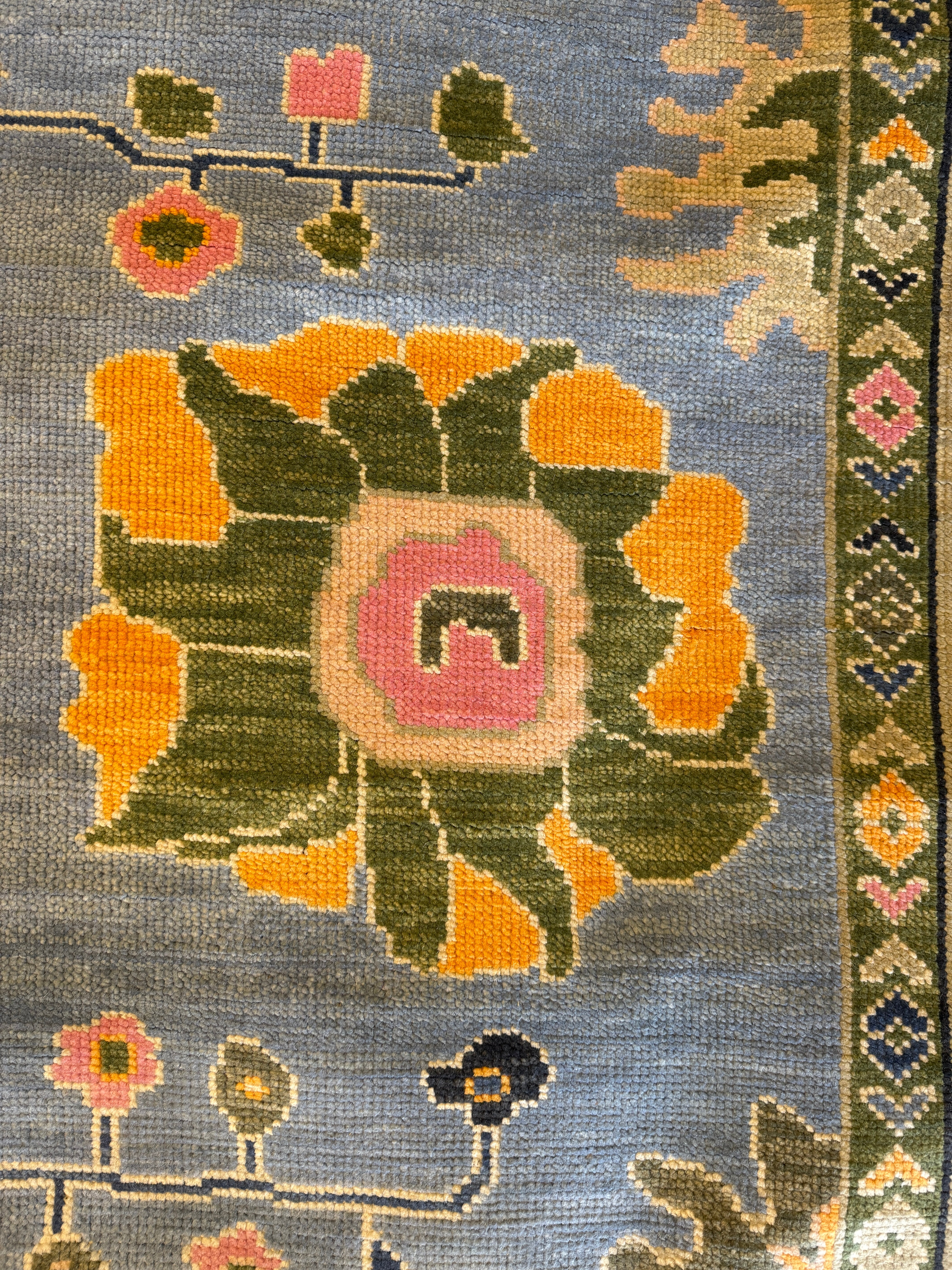 Jill Ireland 8.3x10 Blue & Beige Hand-Knotted Oushak