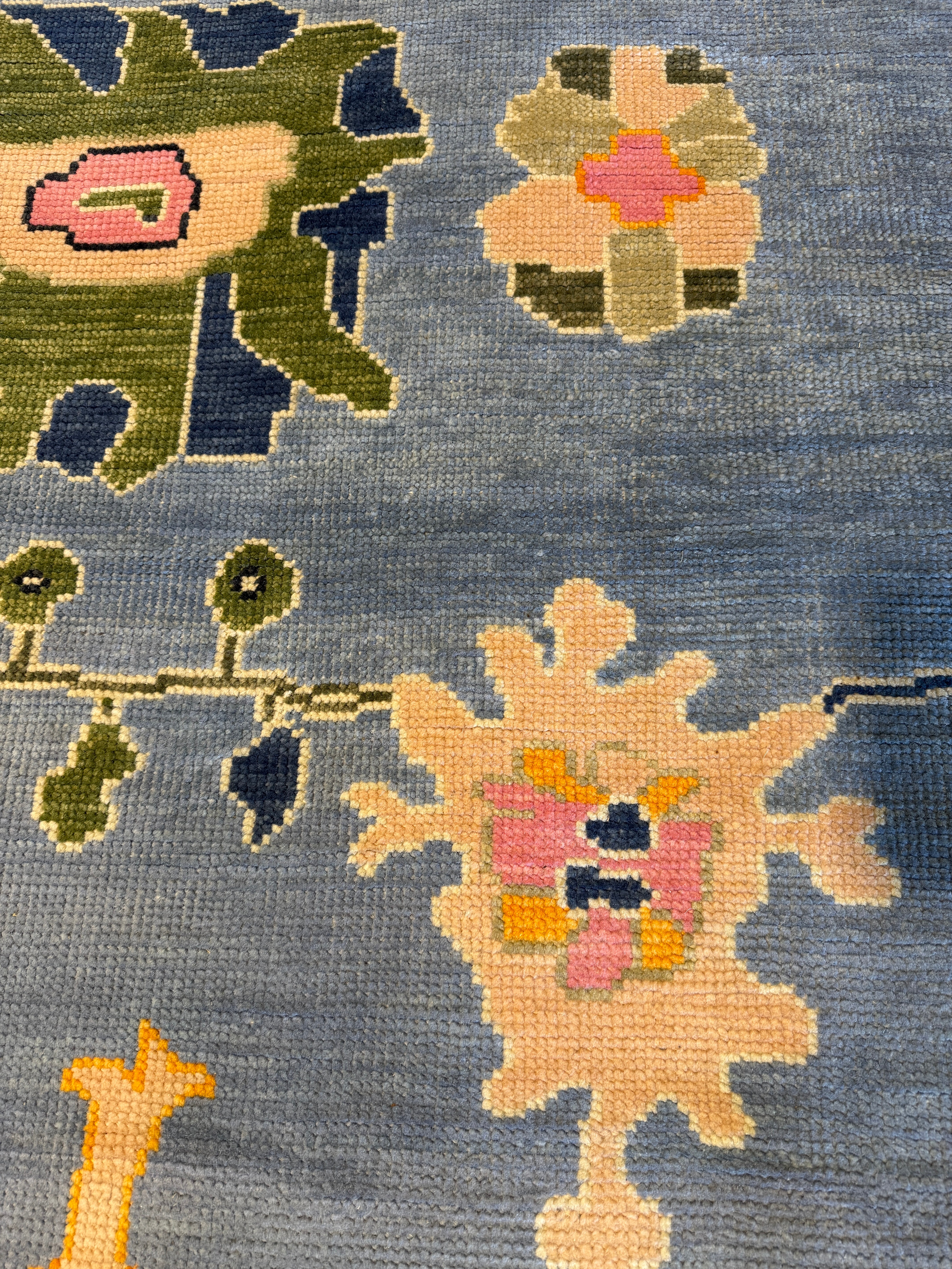 Jill Ireland 8.3x10 Blue & Beige Hand-Knotted Oushak