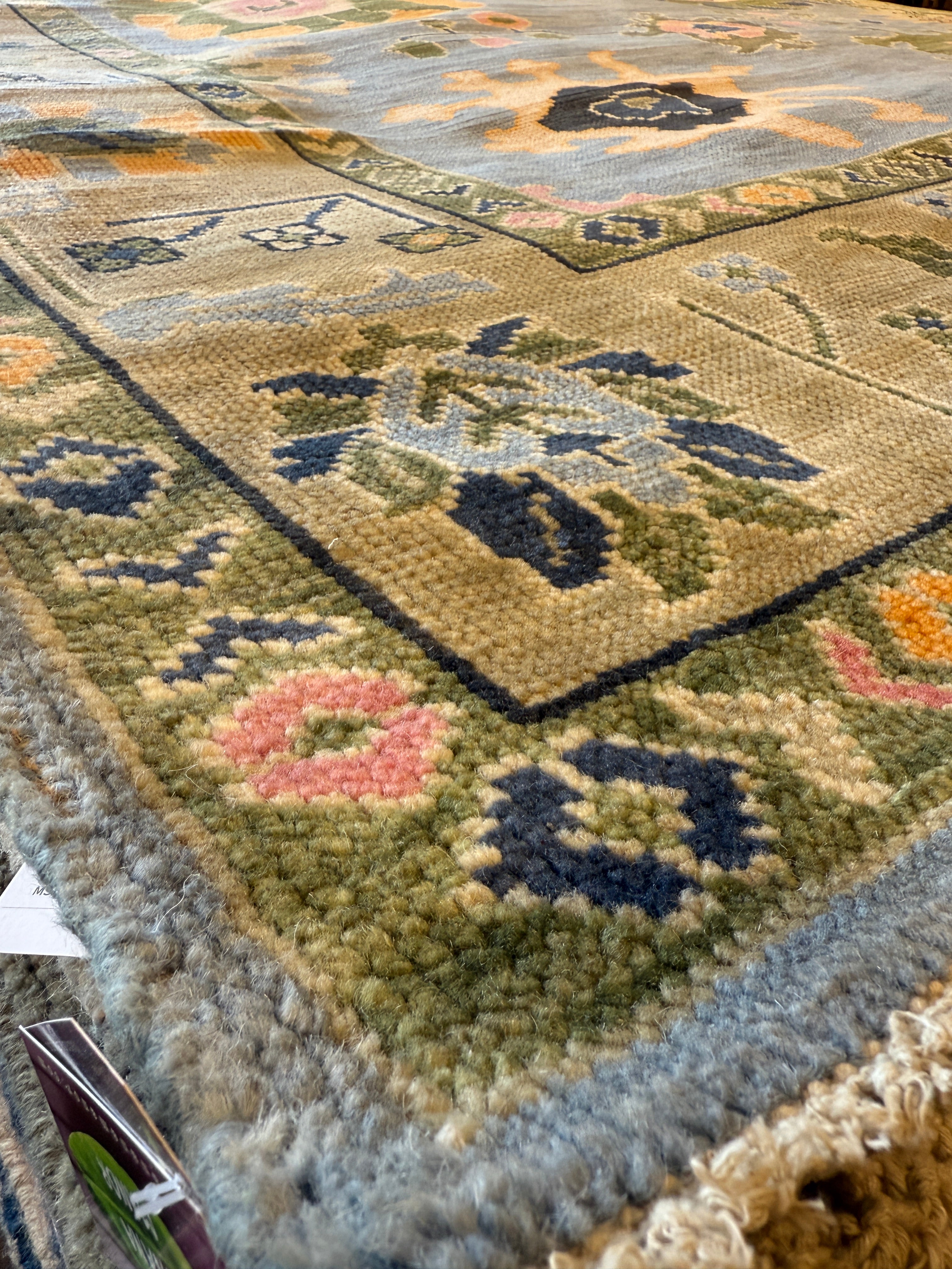 Jill Ireland 8.3x10 Blue & Beige Hand-Knotted Oushak