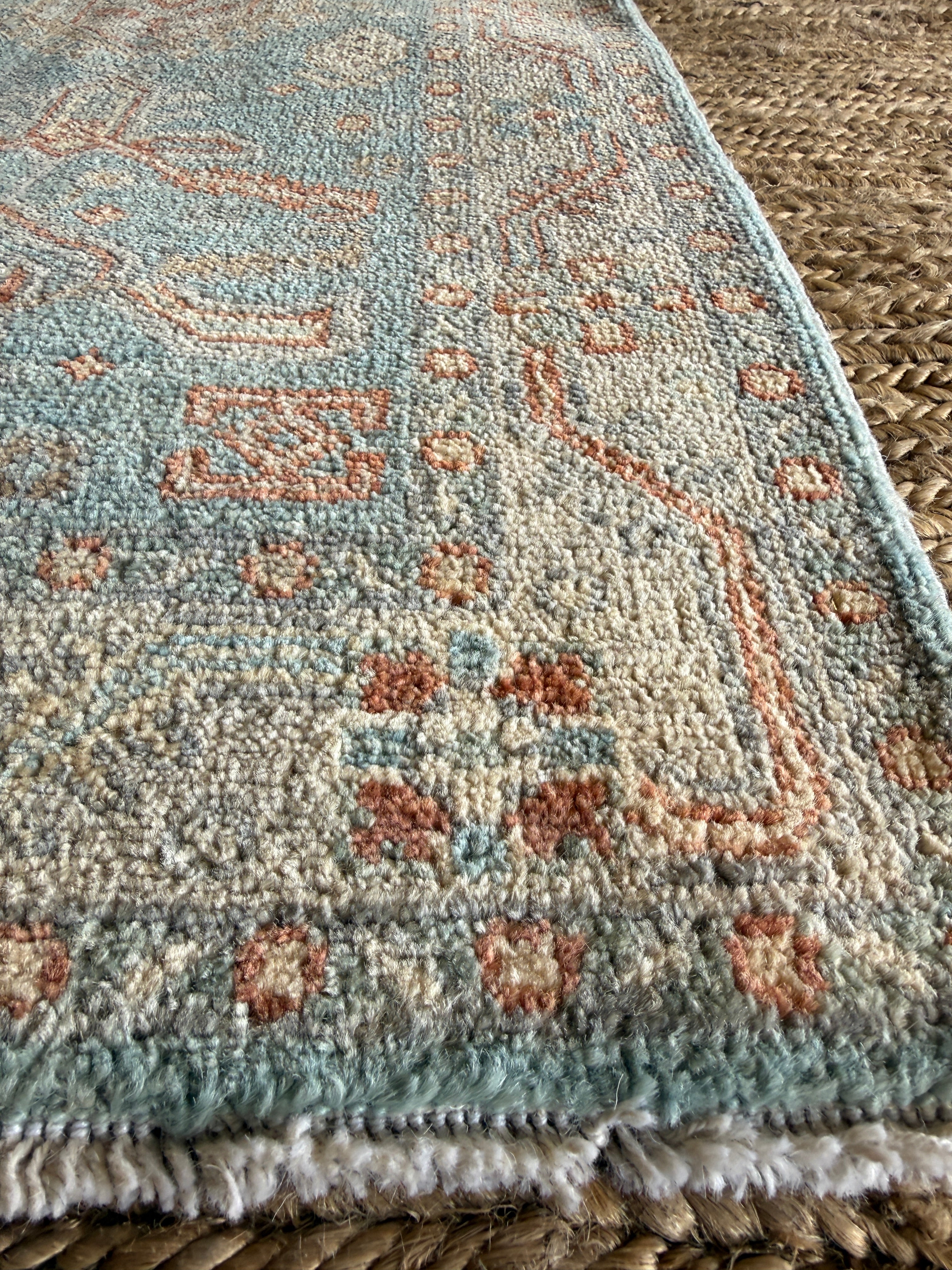 Kaitlyn Meade 2x2.11 Blue Afghani Whitewashed Oushak