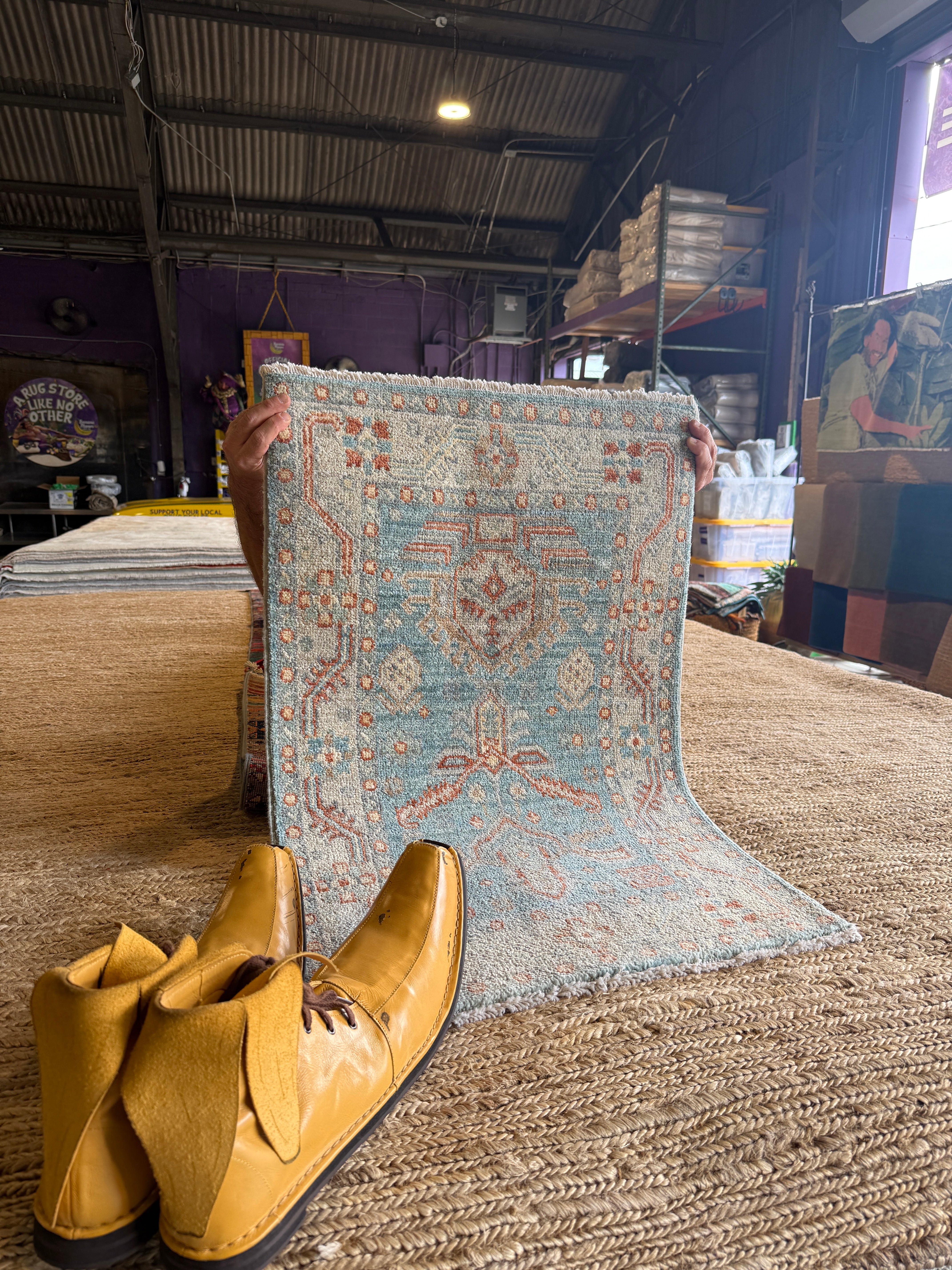 Kaitlyn Meade 2x2.11 Blue Afghani Whitewashed Oushak