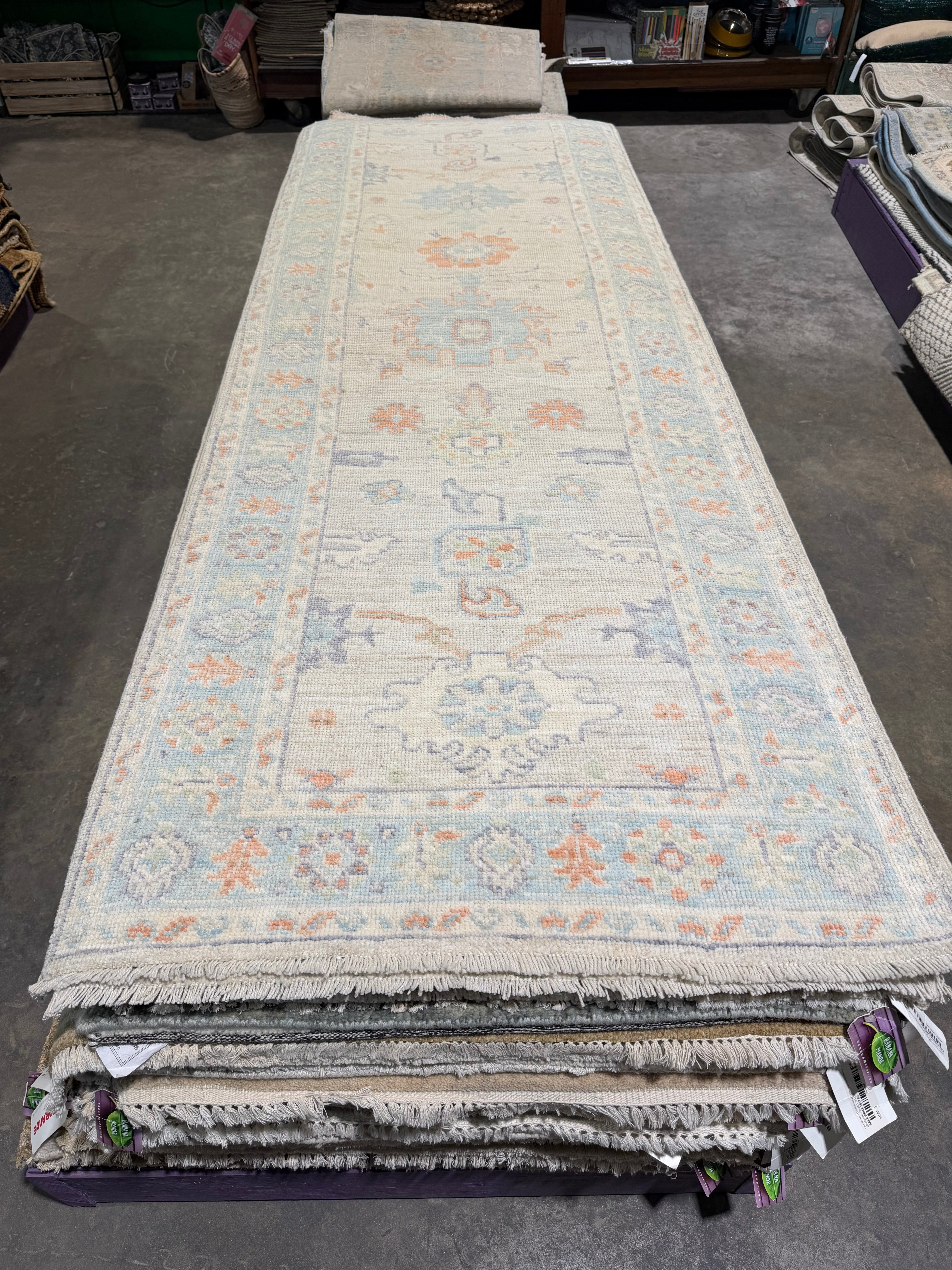 Sofia Sideris 2.11x8.2 Blue Afghani Whitewashed Oushak Runner