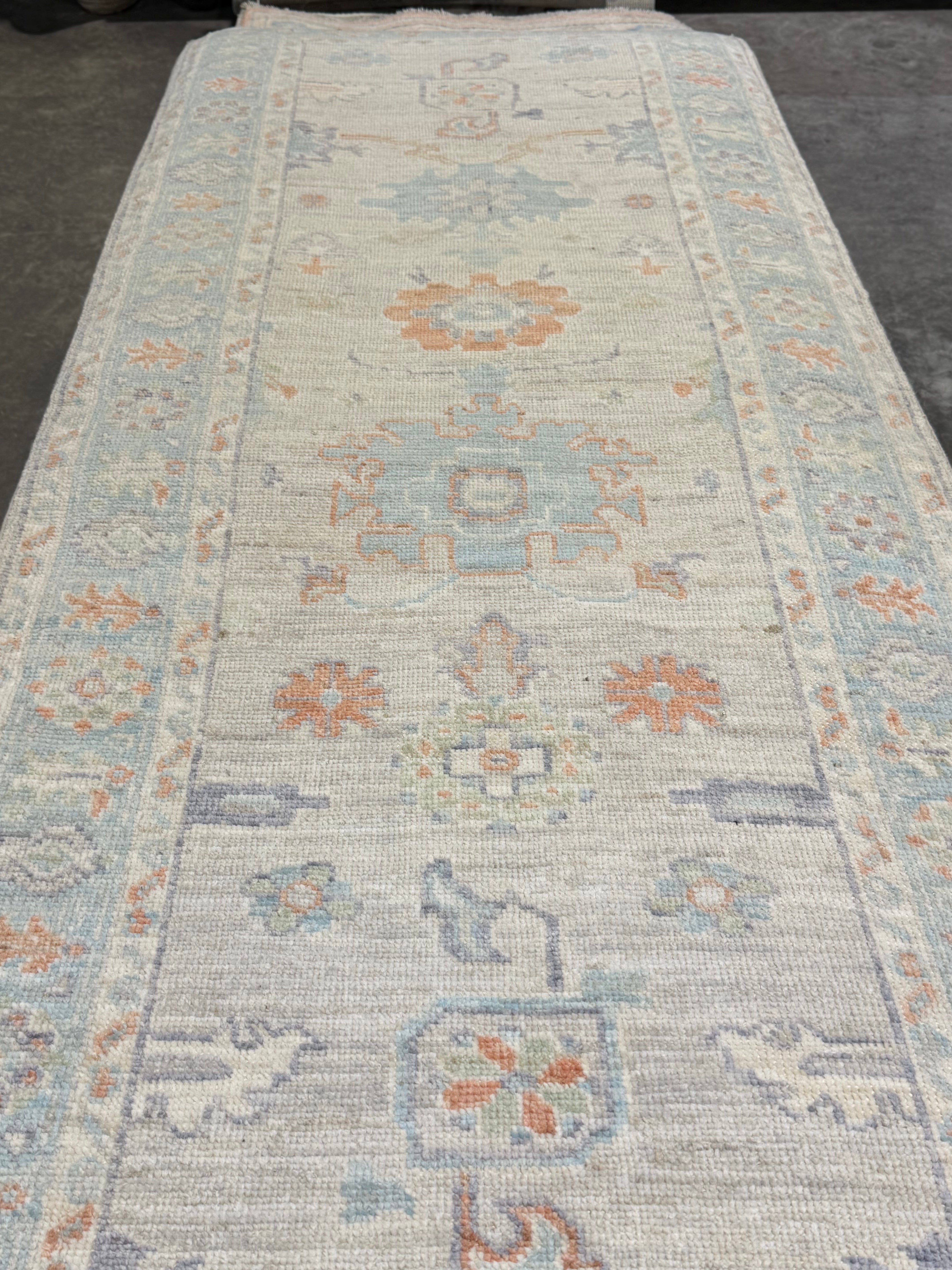 Sofia Sideris 2.11x8.2 Blue Afghani Whitewashed Oushak Runner