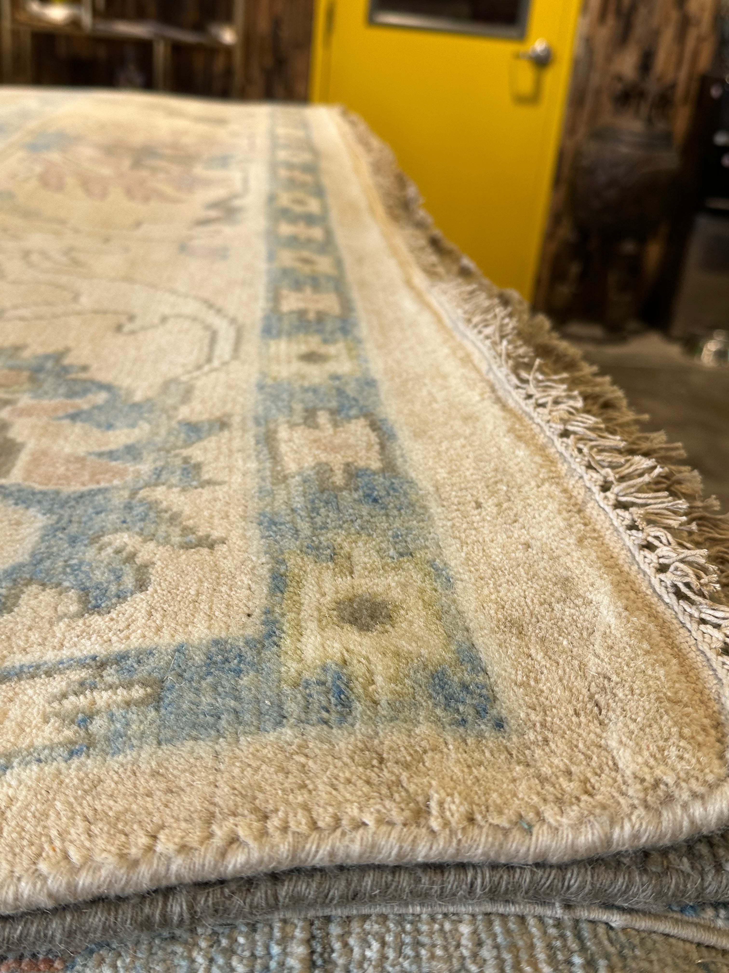 Megan McGinnis 8x10 Cream Hand-Knotted Oushak Rug