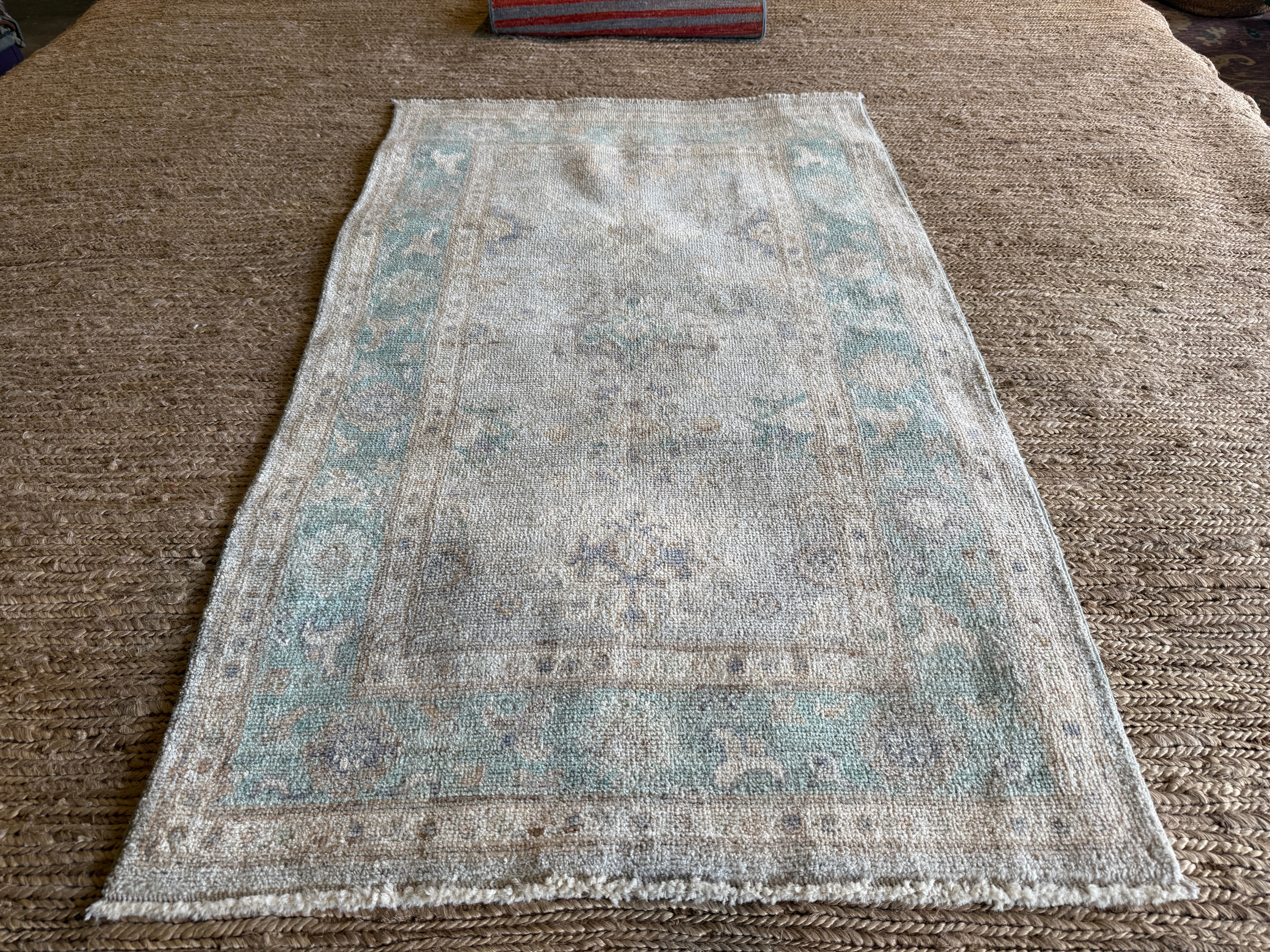 Imani Love 3x5 Light Green Afghani Whitewashed Oushak