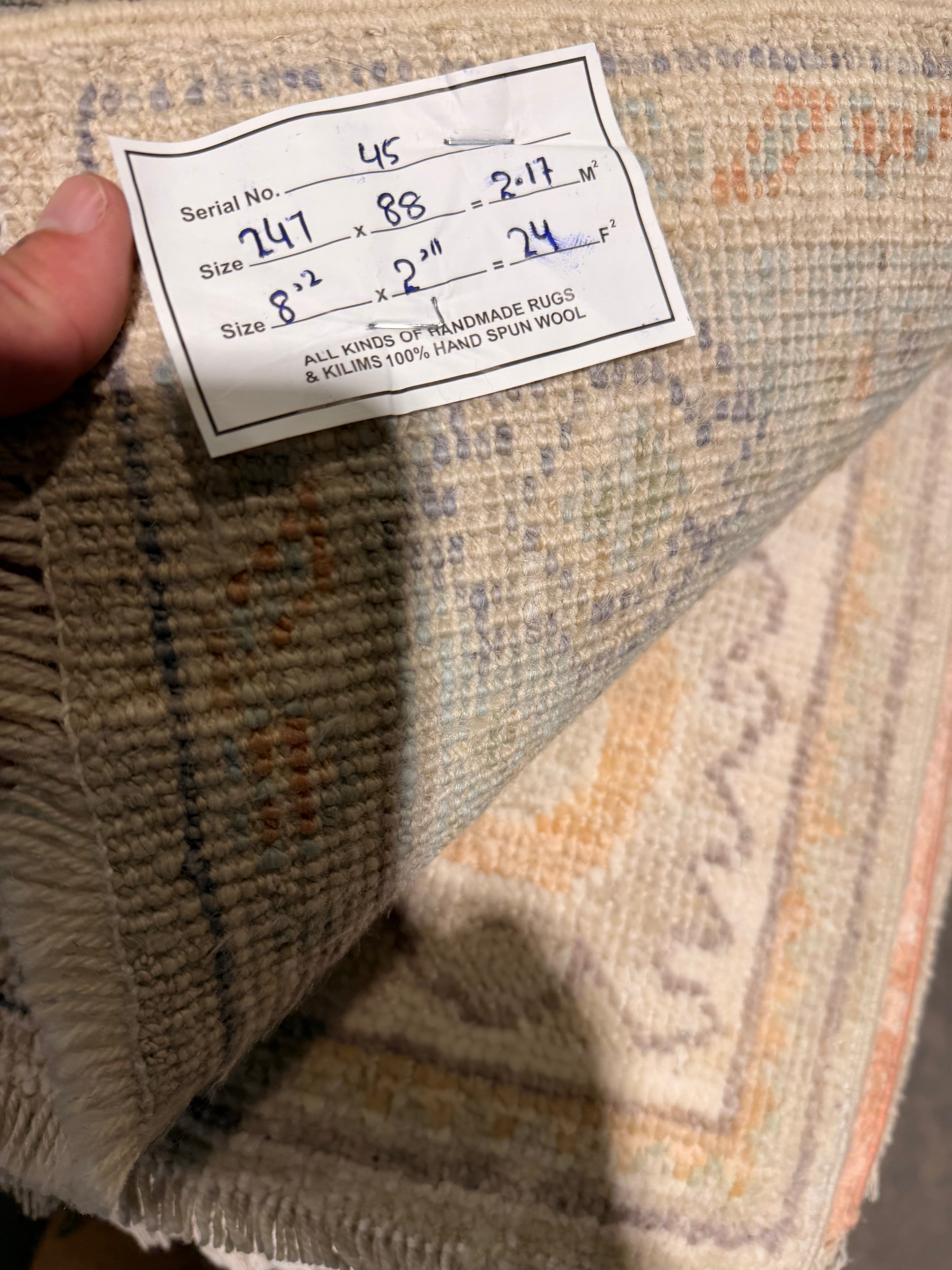 Sofia Sideris 2.11x8.2 Blue Afghani Whitewashed Oushak Runner