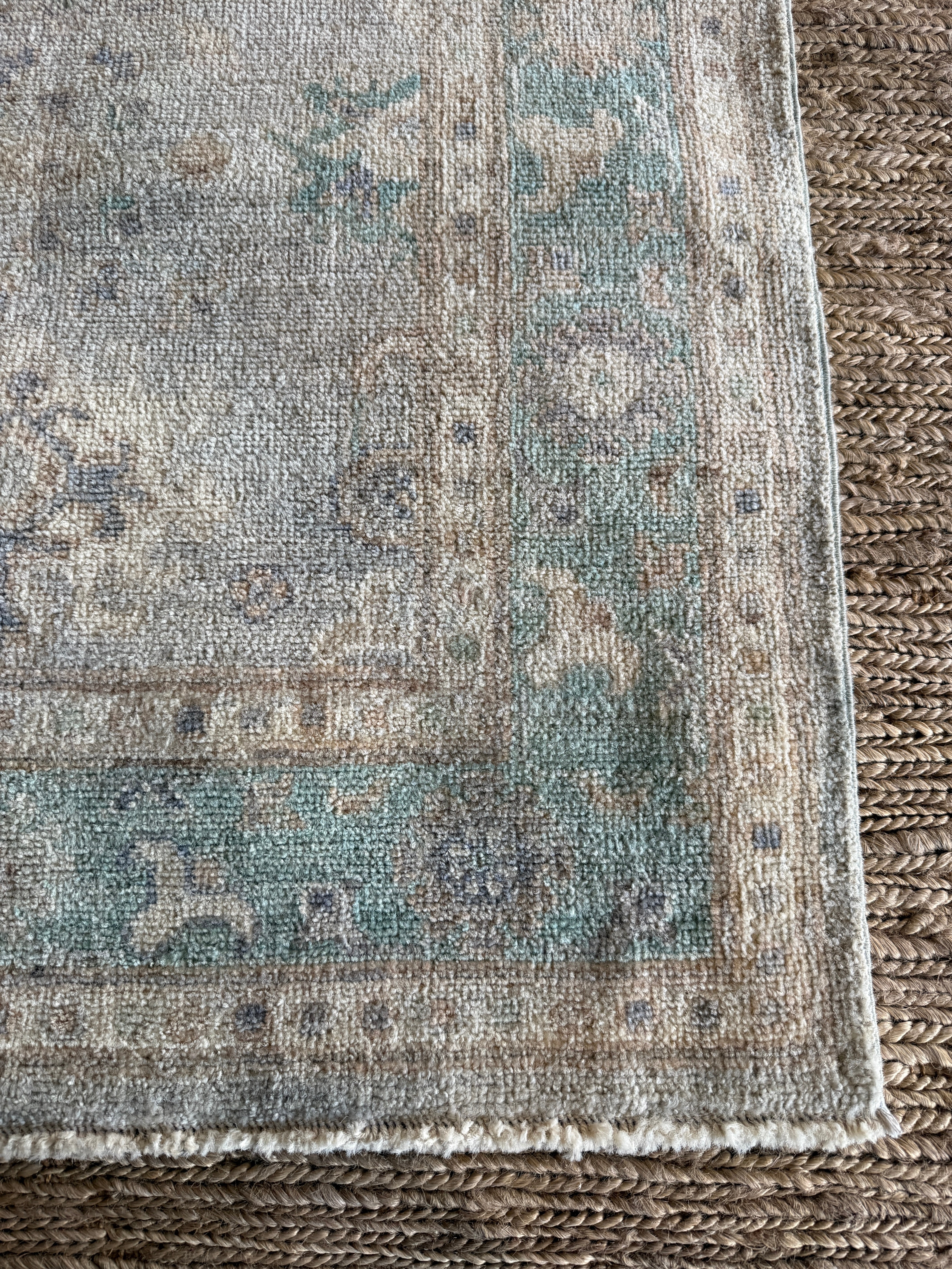 Imani Love 3x5 Light Green Afghani Whitewashed Oushak