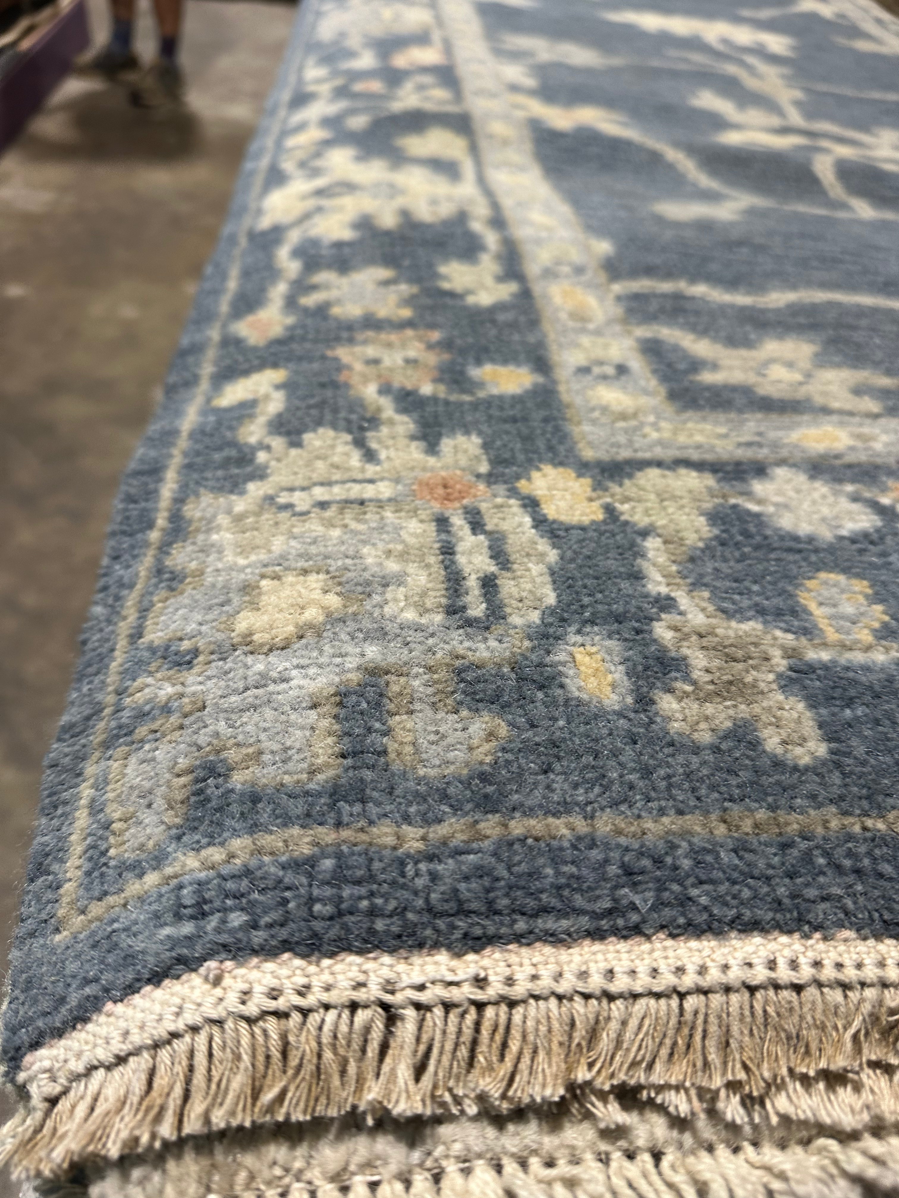 Ingrid West 3x12 Blue Hand-Knotted Runner