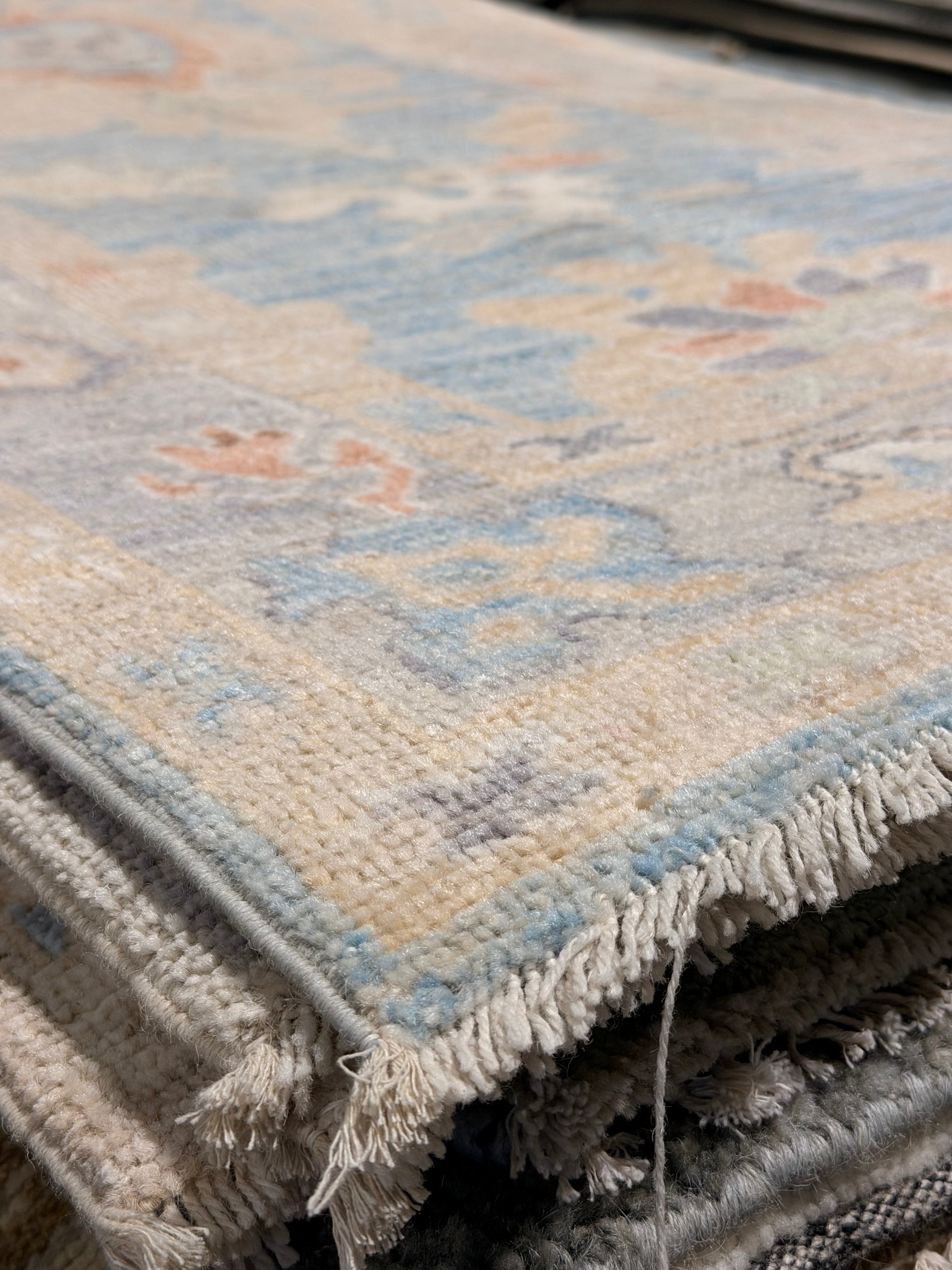 Carlson Young 2.8x7.8 Blue Afghani Whitewashed Oushak Runner