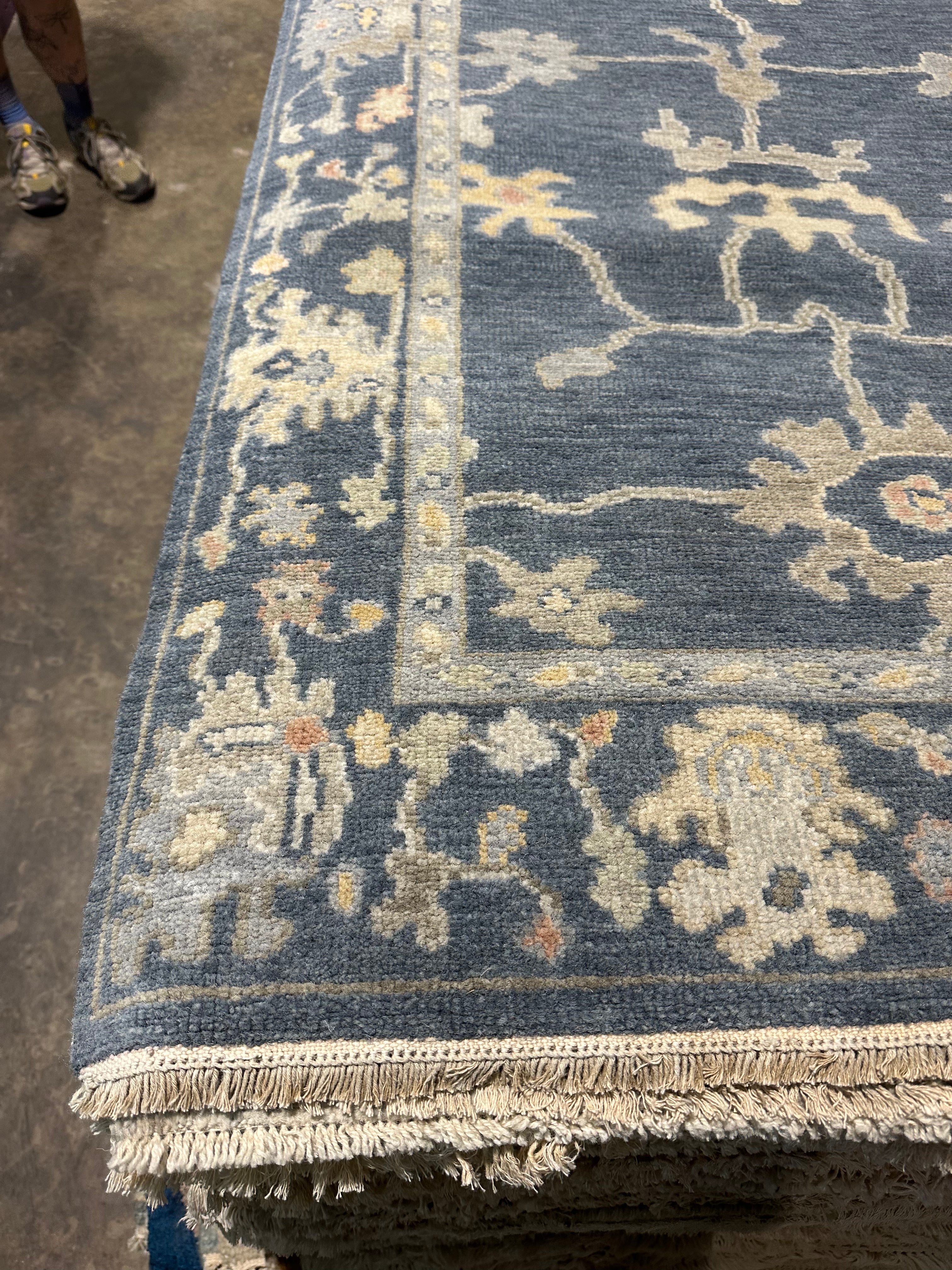 Ingrid West 3x12 Blue Hand-Knotted Runner
