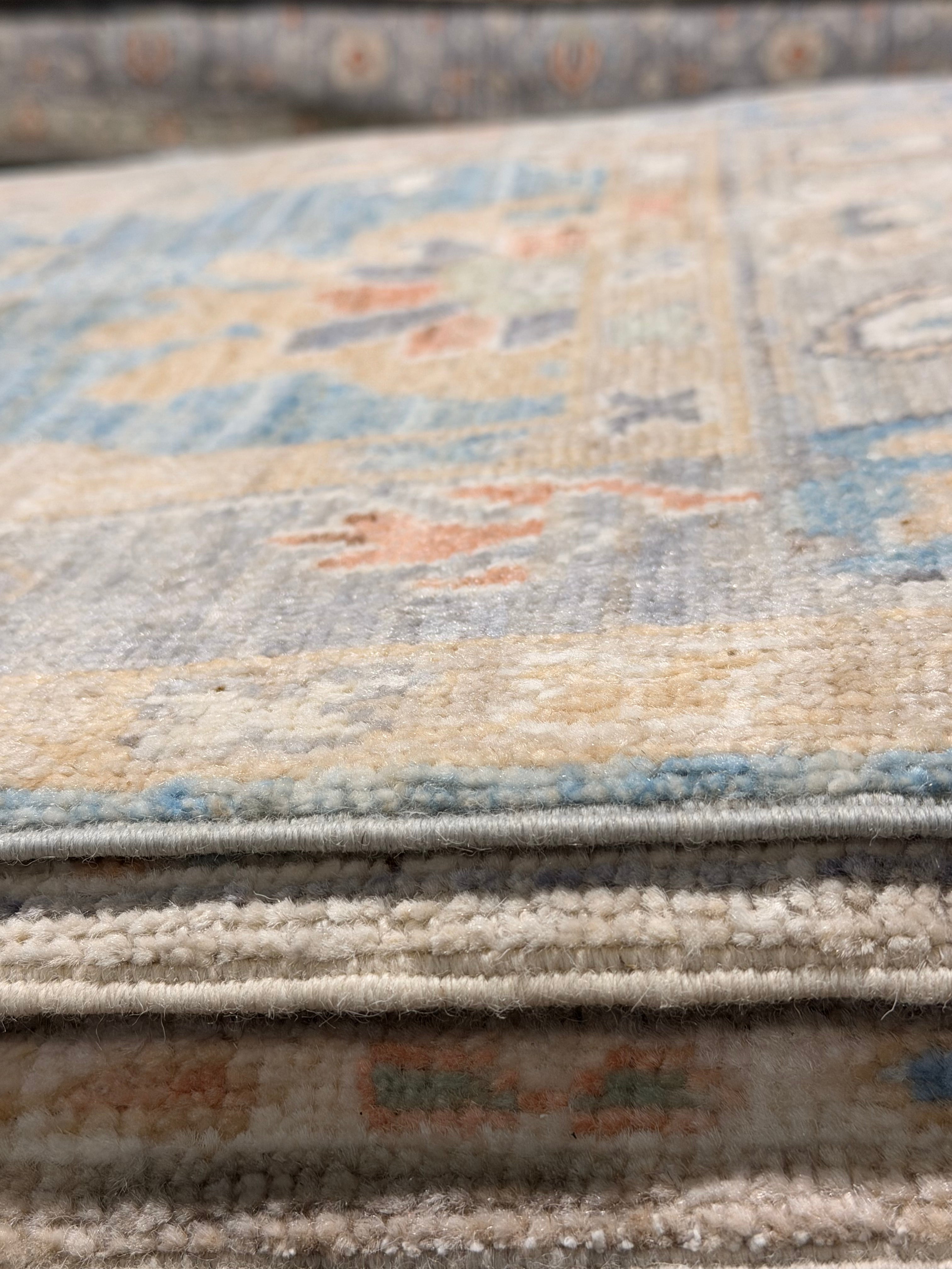 Carlson Young 2.8x7.8 Blue Afghani Whitewashed Oushak Runner