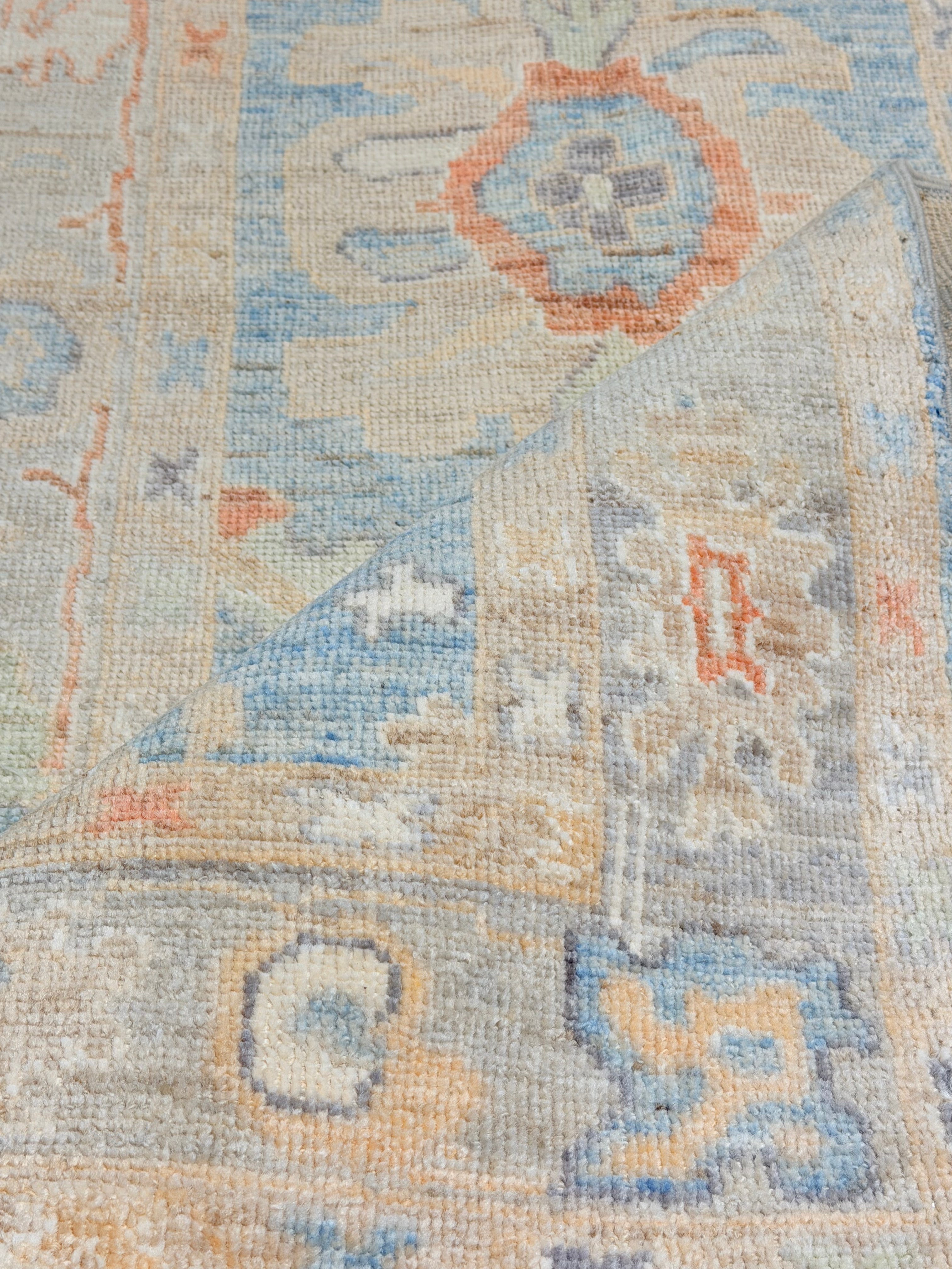 Carlson Young 2.8x7.8 Blue Afghani Whitewashed Oushak Runner
