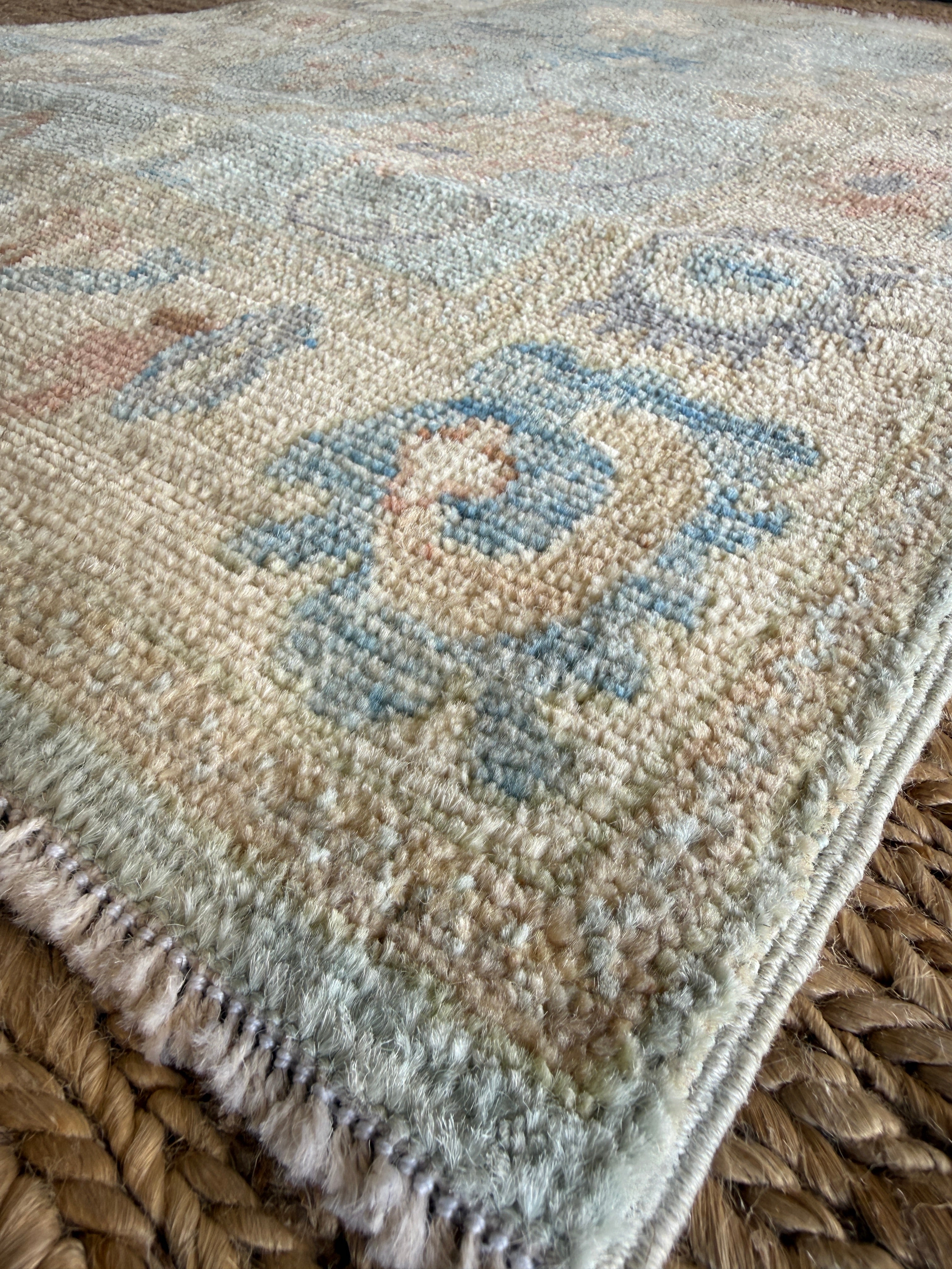 America Olivo 2.8x4.3 Light Blue Afghani Whitewashed Oushak