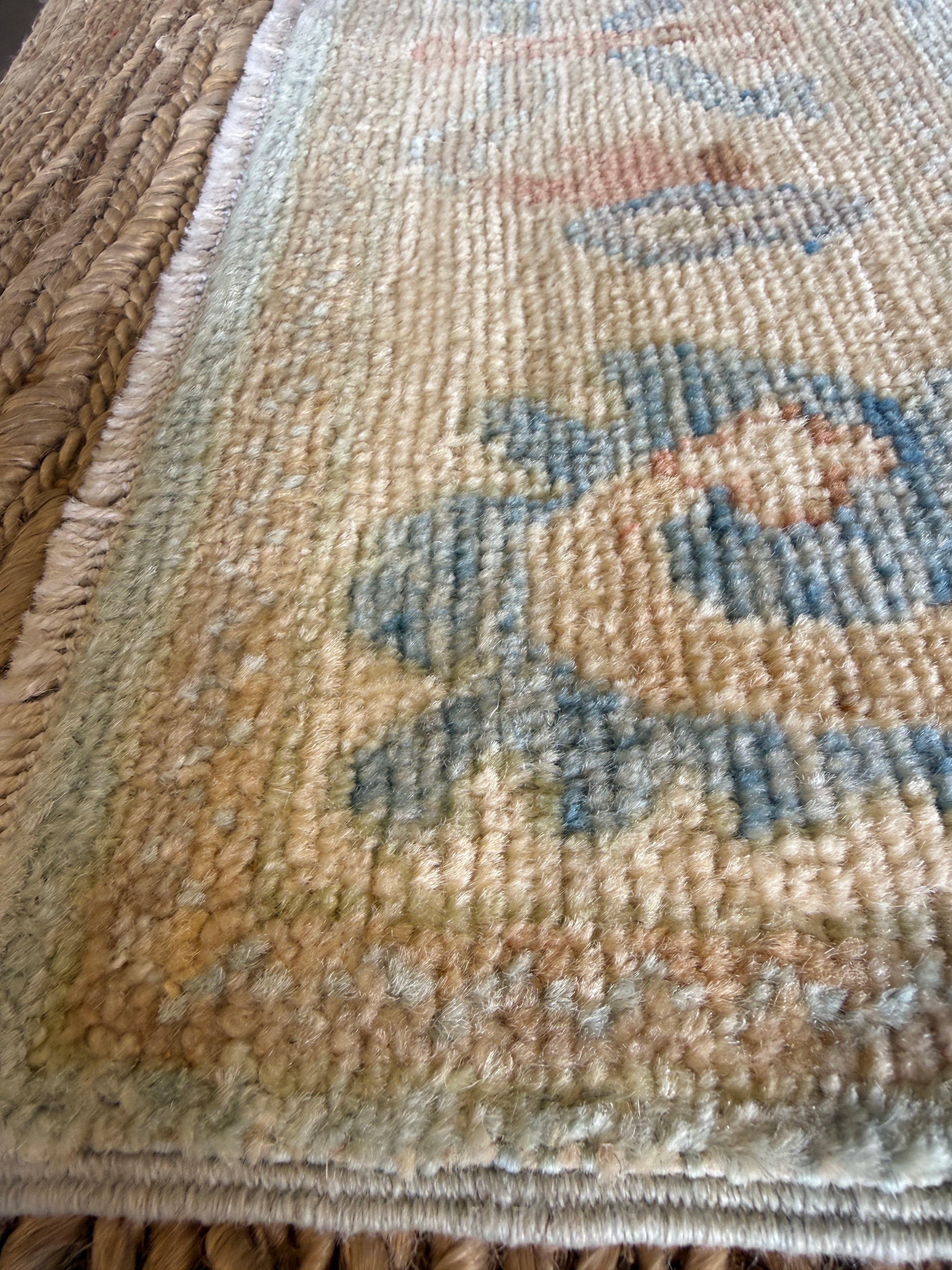 America Olivo 2.8x4.3 Light Blue Afghani Whitewashed Oushak