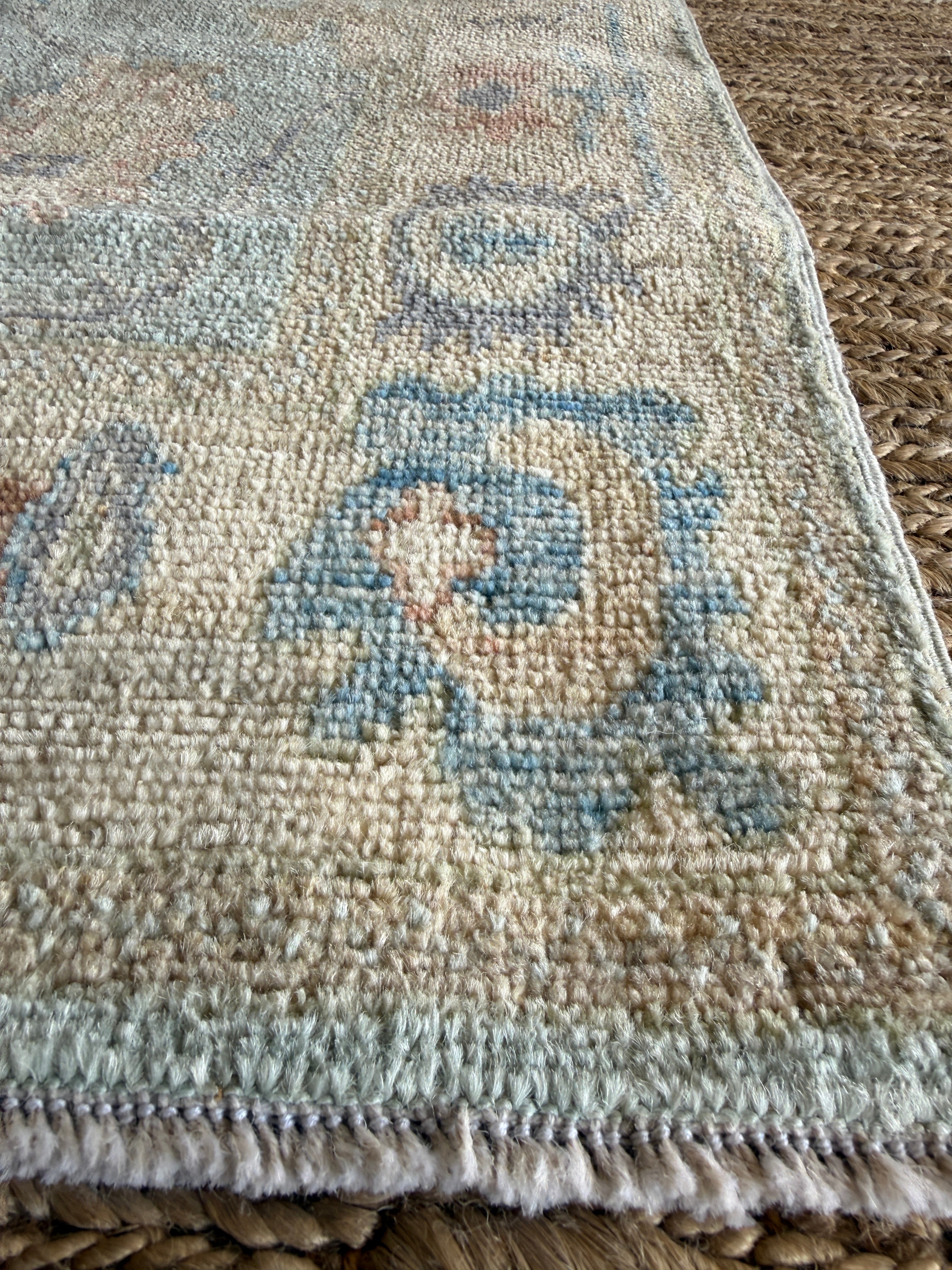 America Olivo 2.8x4.3 Light Blue Afghani Whitewashed Oushak