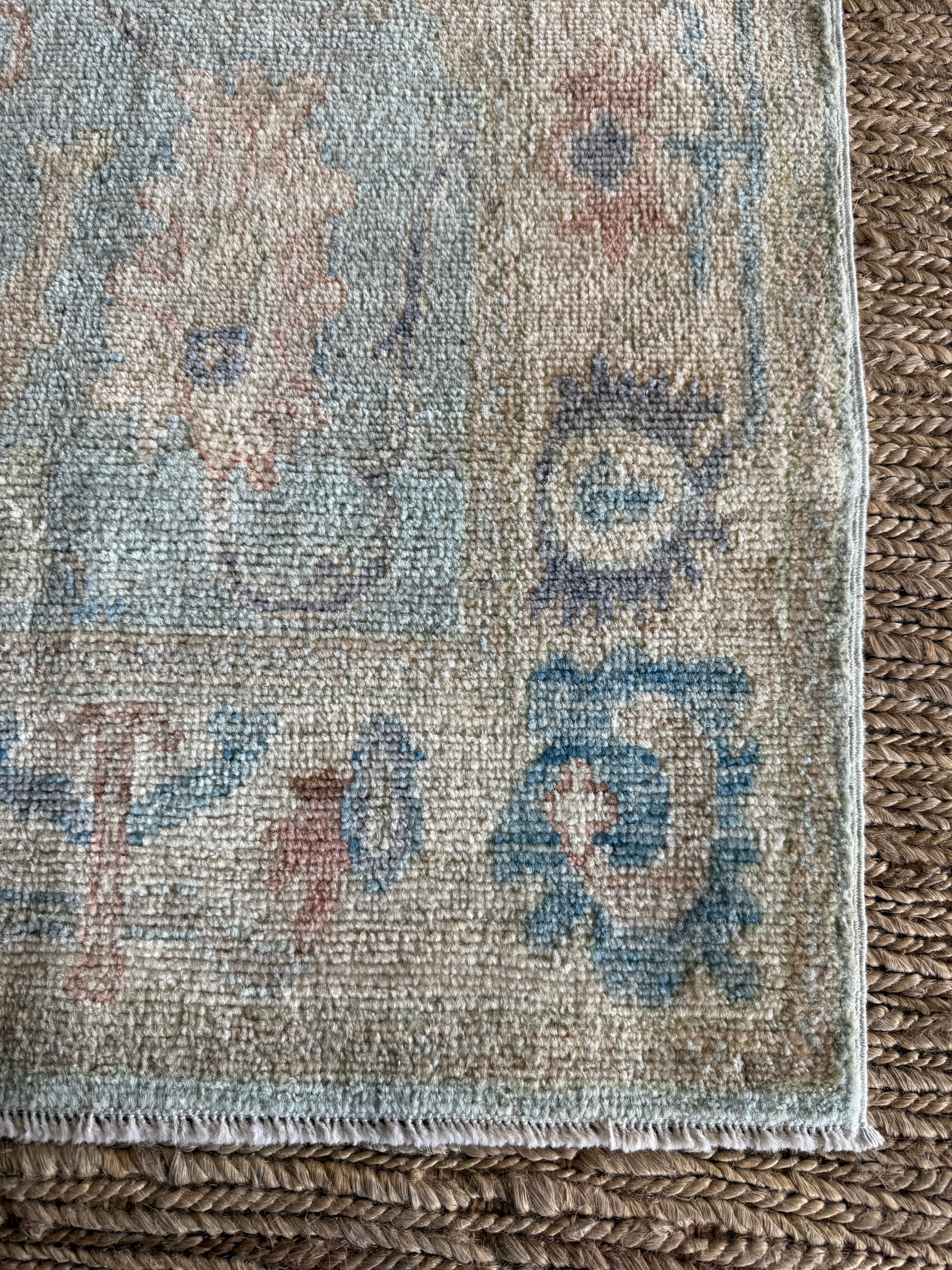 America Olivo 2.8x4.3 Light Blue Afghani Whitewashed Oushak