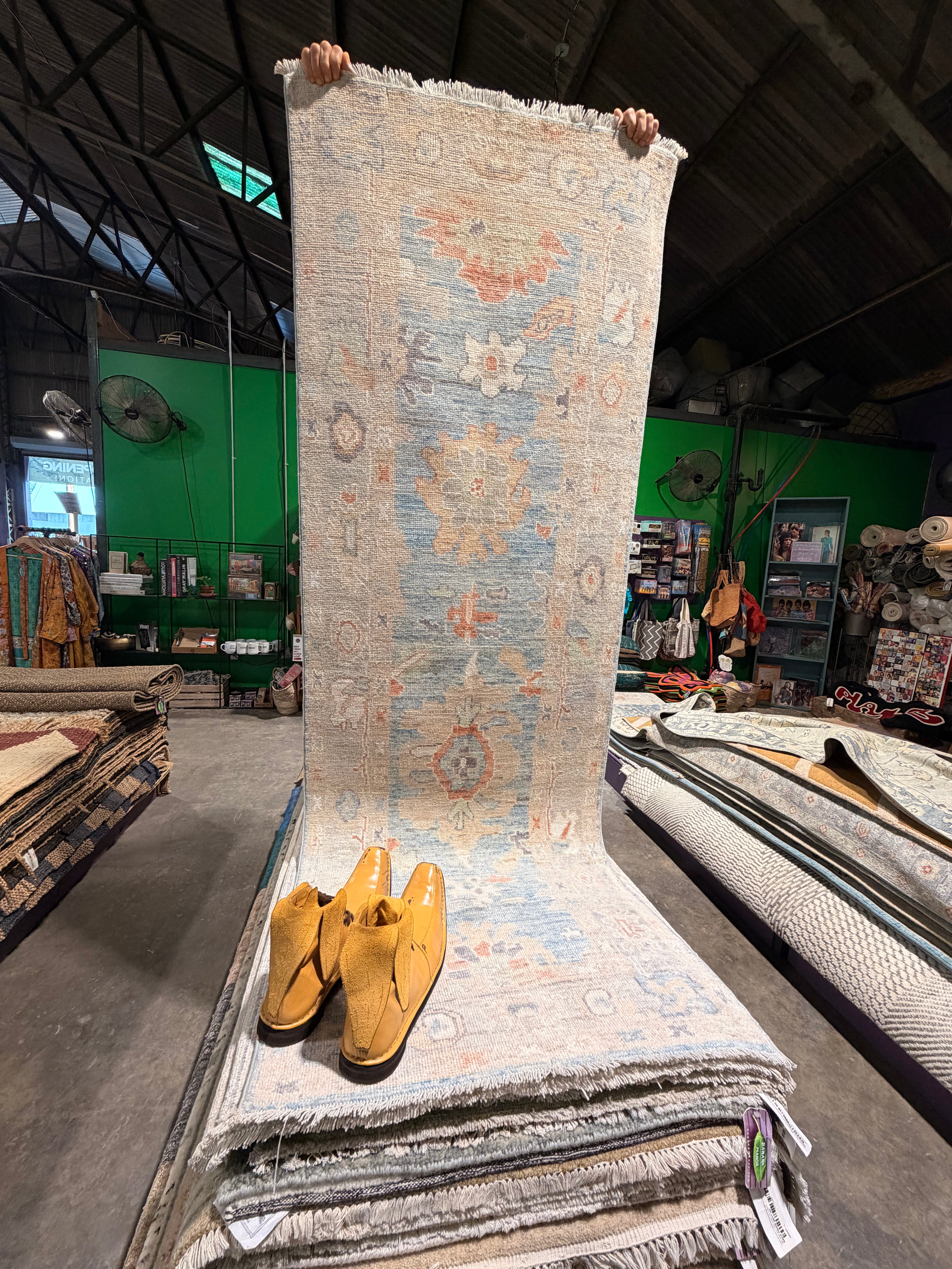 Carlson Young 2.8x7.8 Blue Afghani Whitewashed Oushak Runner