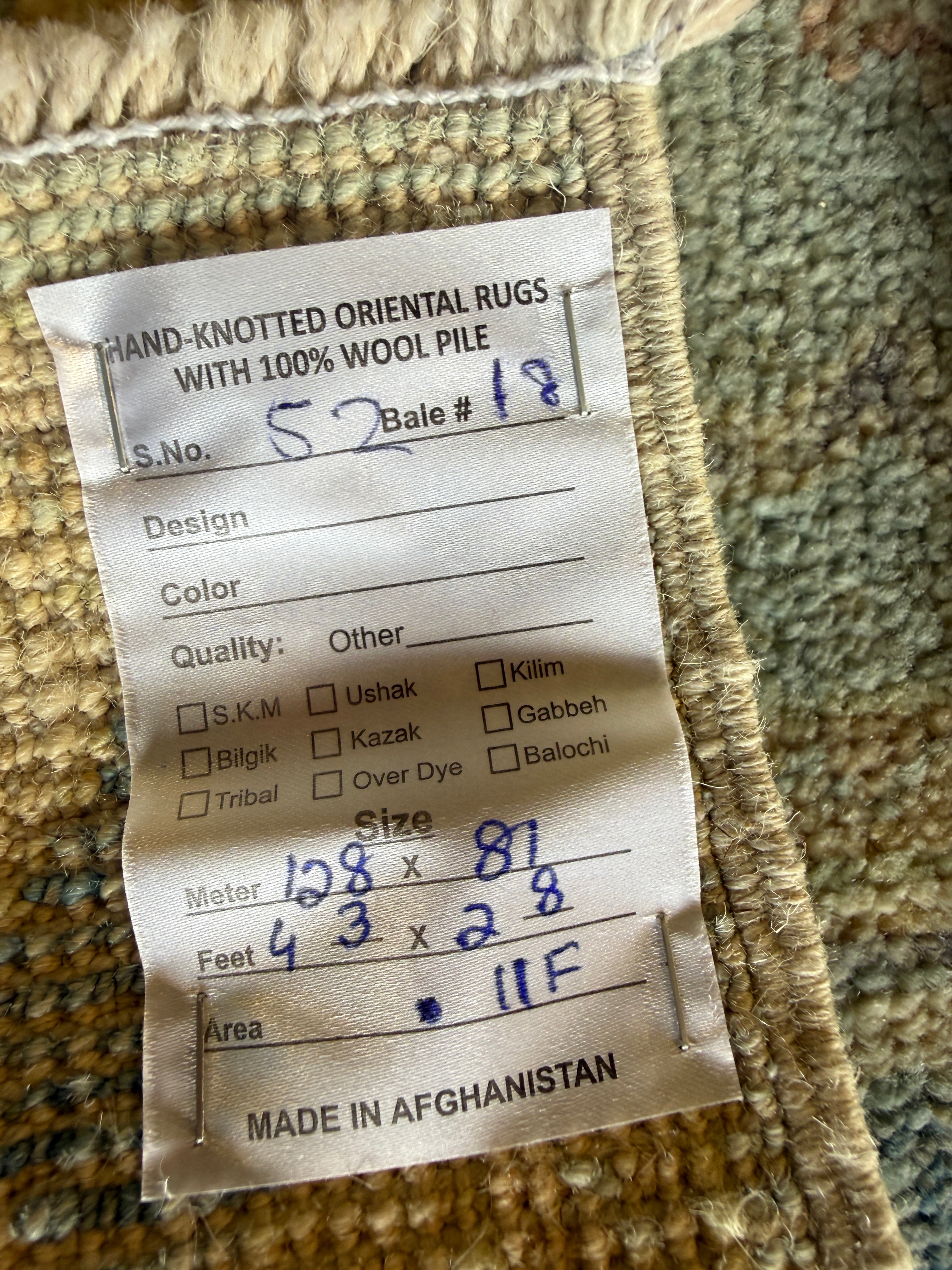 America Olivo 2.8x4.3 Light Blue Afghani Whitewashed Oushak