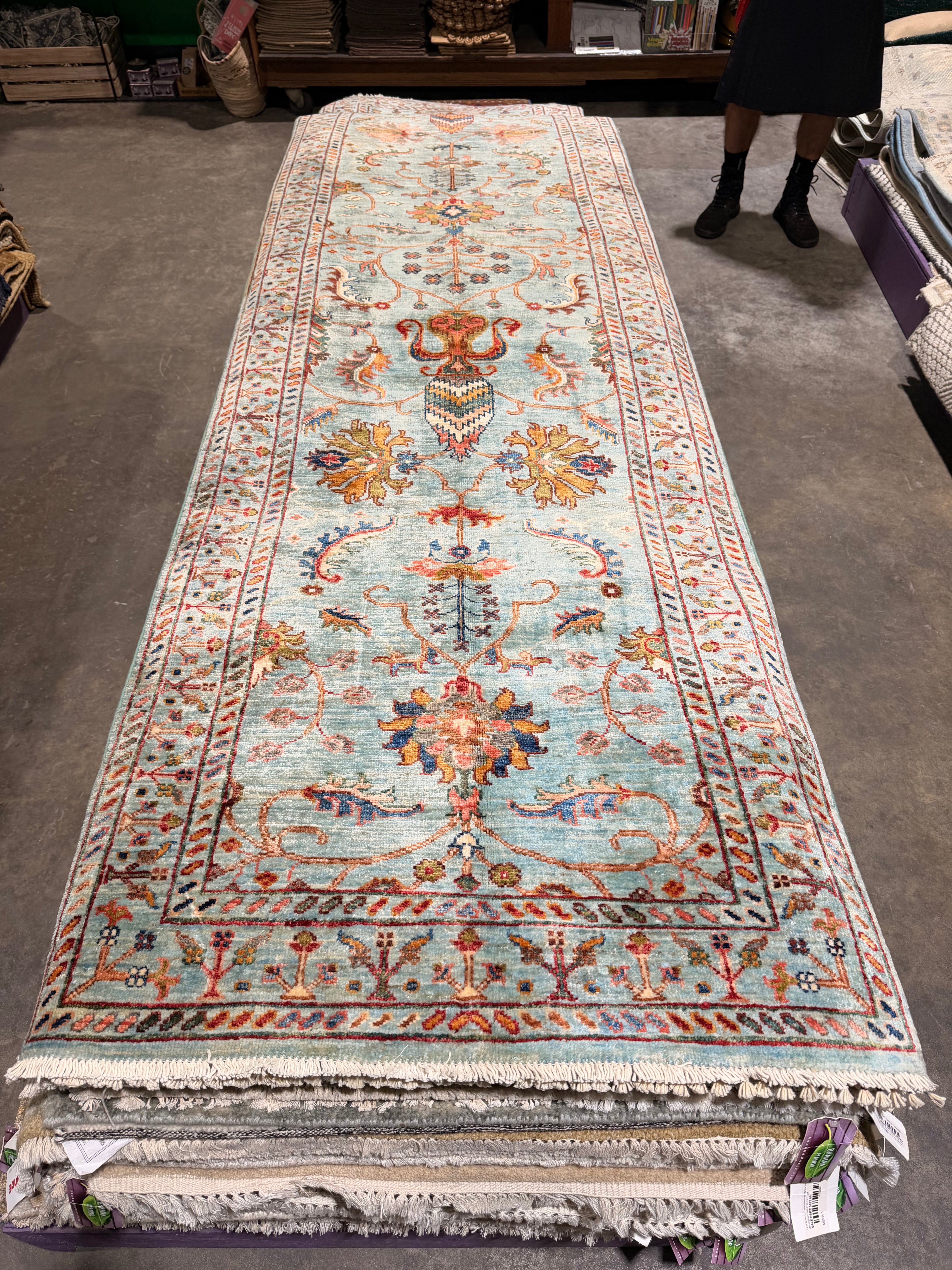 Angela 2.9x10 Blue Afghani Sultani Runner