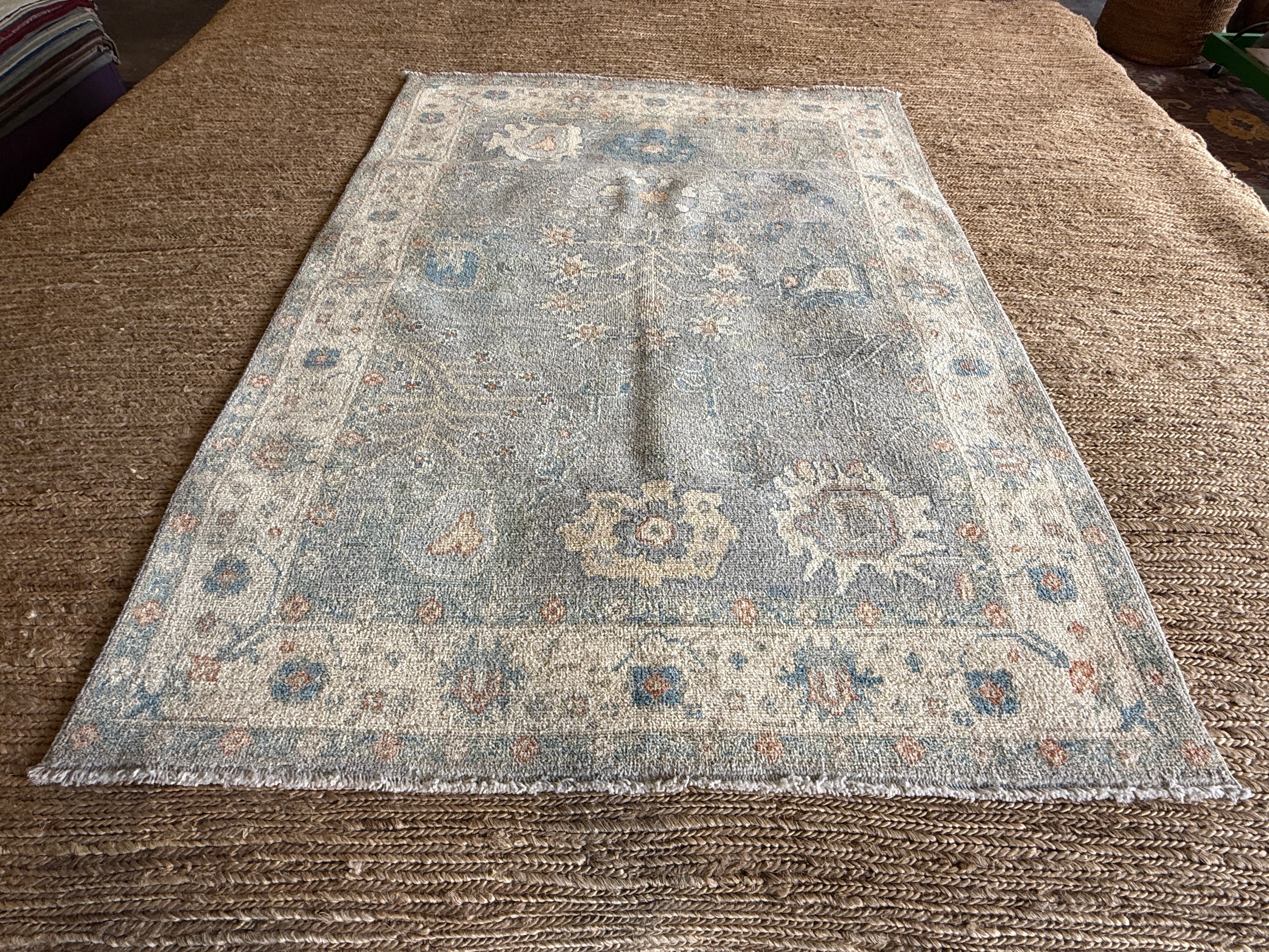 Nurse Jenny 4.1x5.11 Blue Afghani Whitewashed Oushak