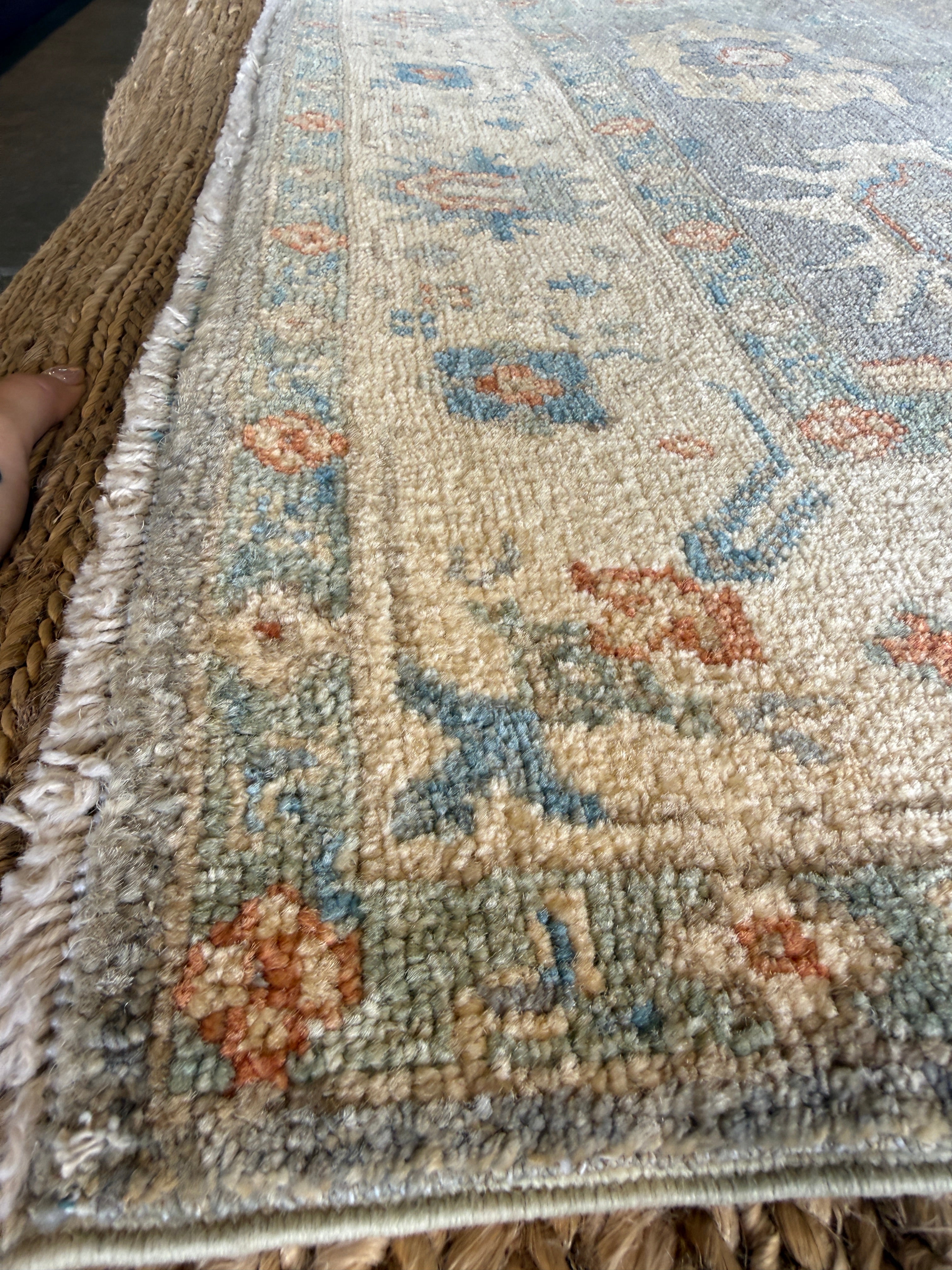 Nurse Jenny 4.1x5.11 Blue Afghani Whitewashed Oushak